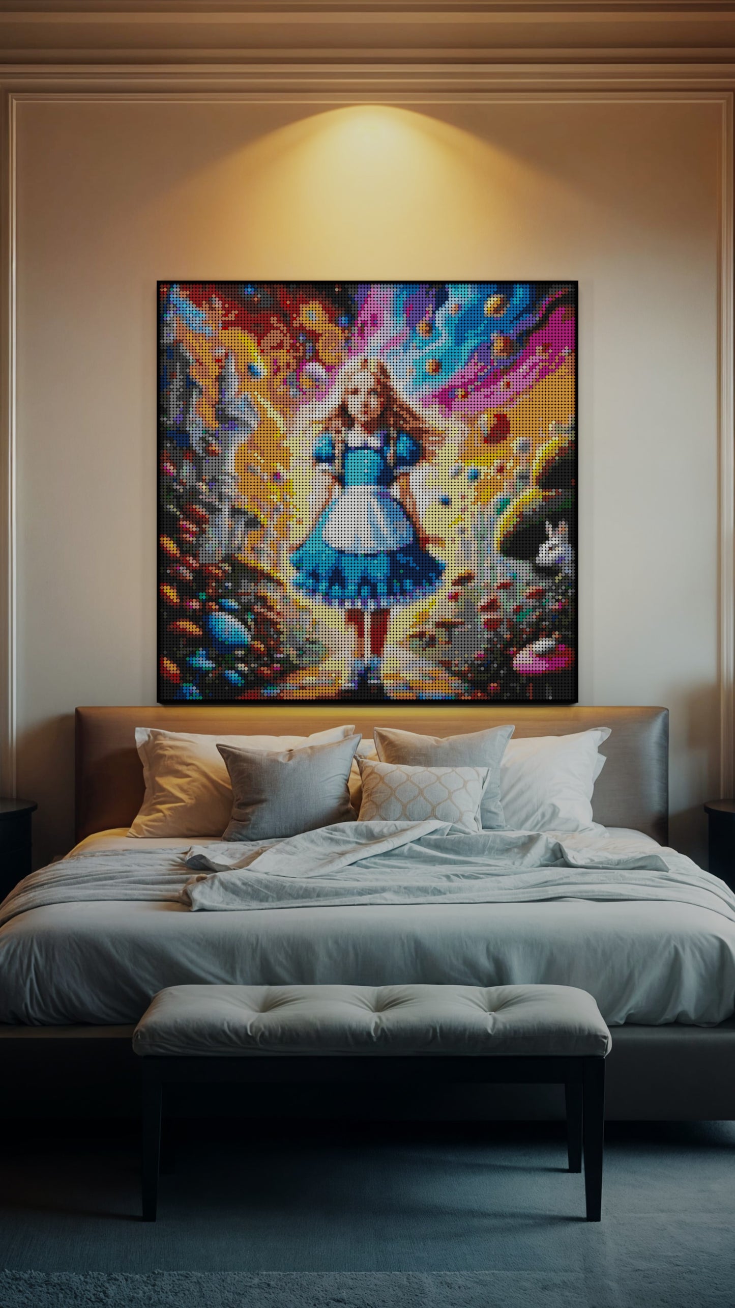 Alice in Wonderland LEGO® Style mosaic pixel art design for display