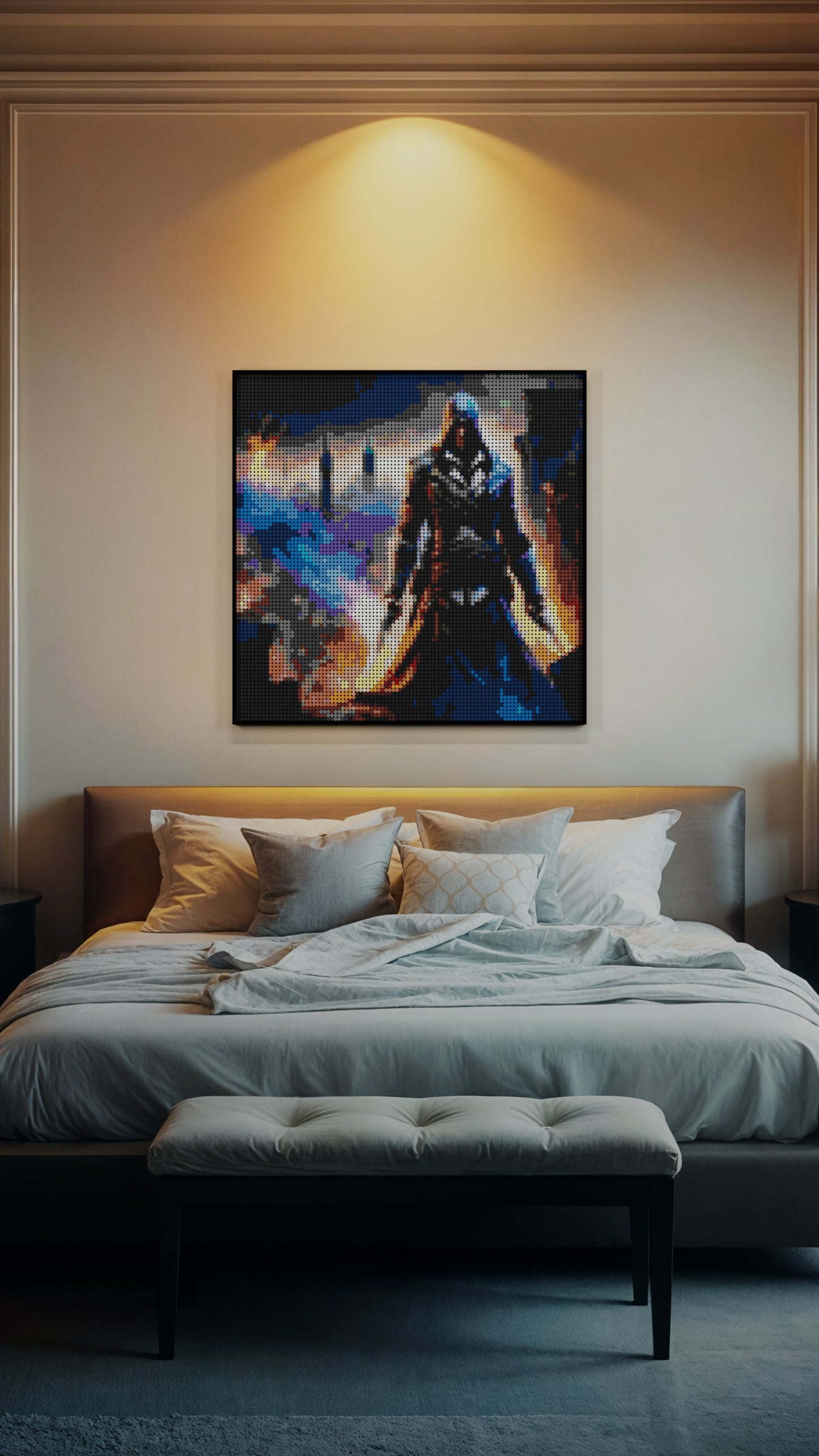Assassins Creed LEGO® Style mosaic wall art made from colorful plastic bricks