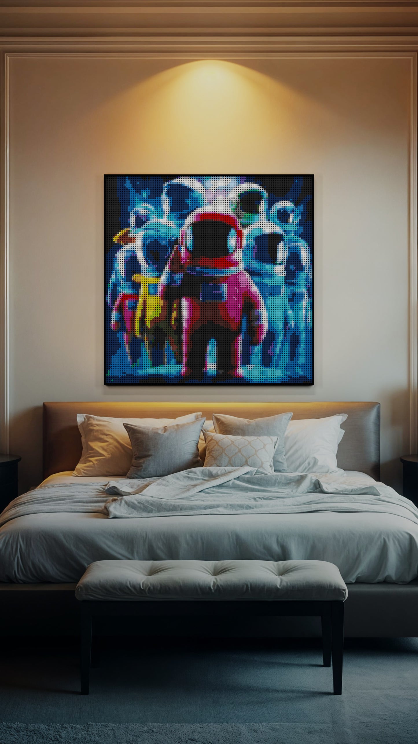 Amongst Friends  LEGO® Style mosaic wall art made from colorful plastic bricks