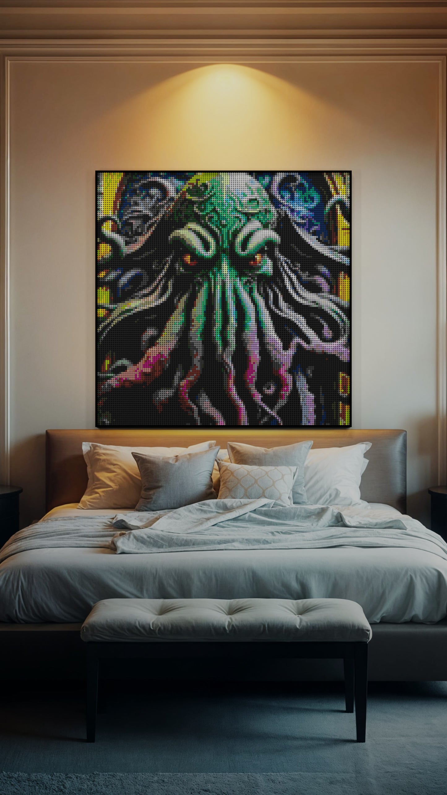 Arrival of Cthulhu LEGO® Style mosaic pixel art design for display
