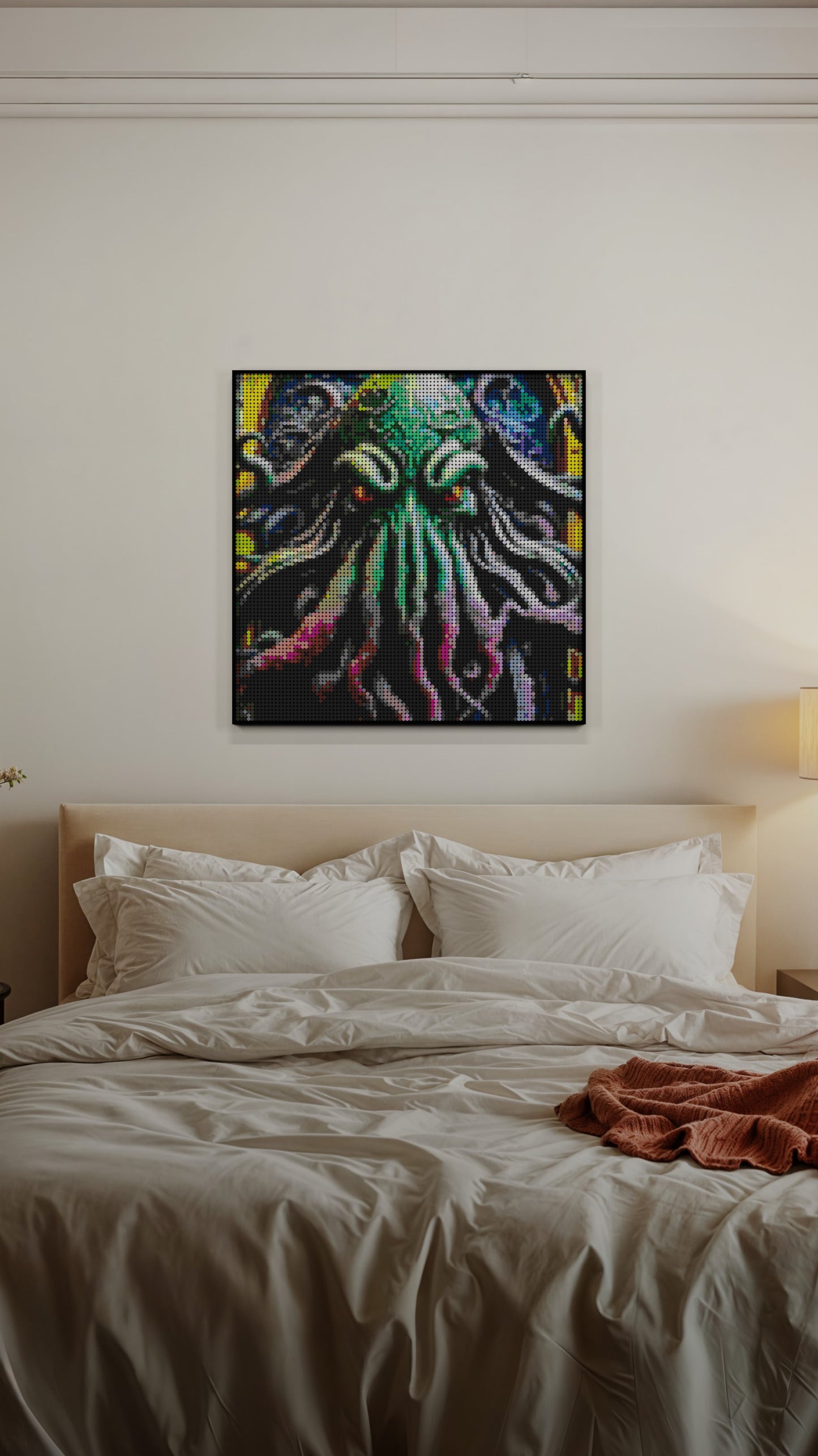 Arrival of Cthulhu LEGO® Style mosaic wall art made from colorful plastic bricks