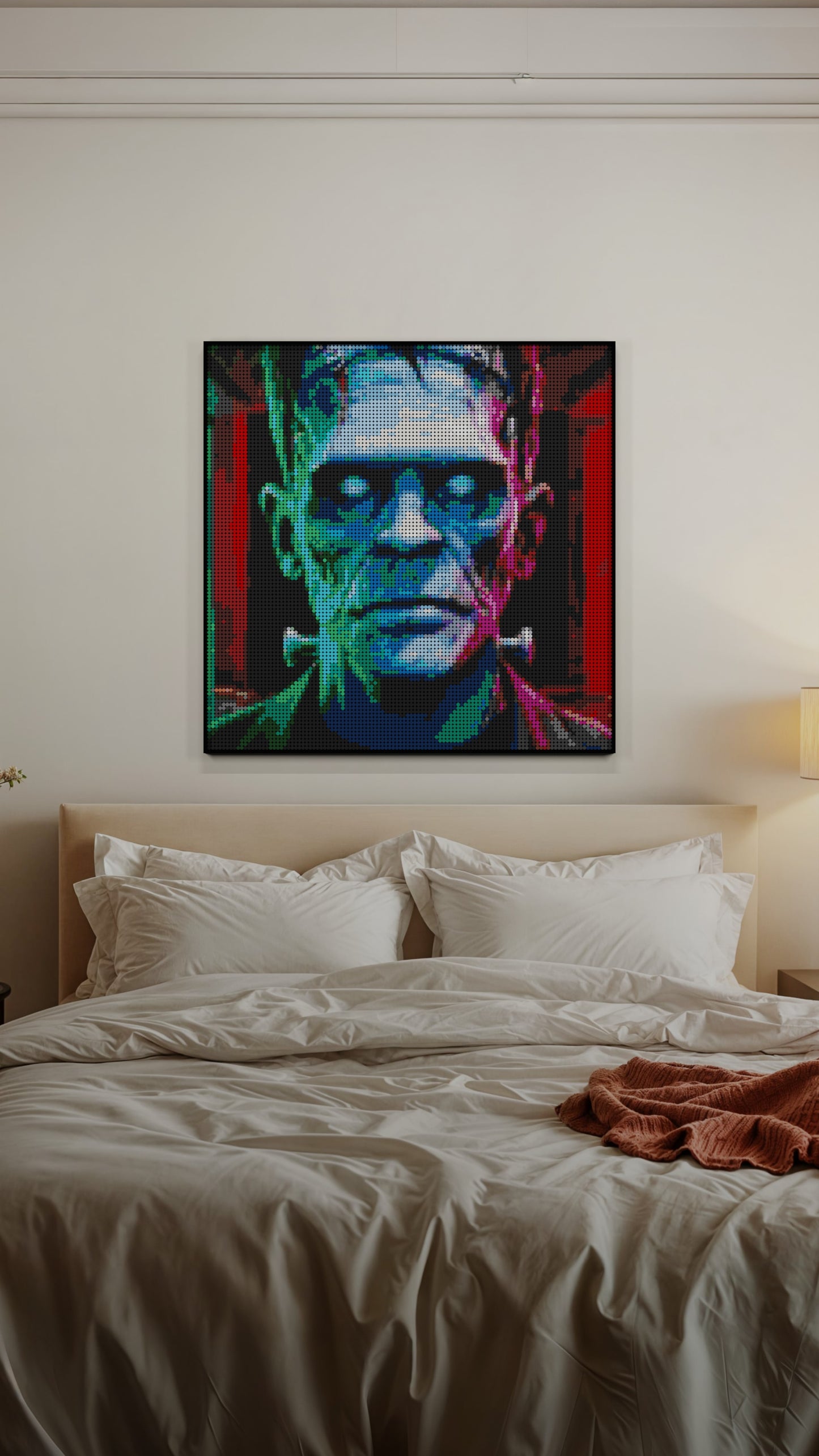 The Creation LEGO® Style mosaic wall art made from colorful plastic bricks