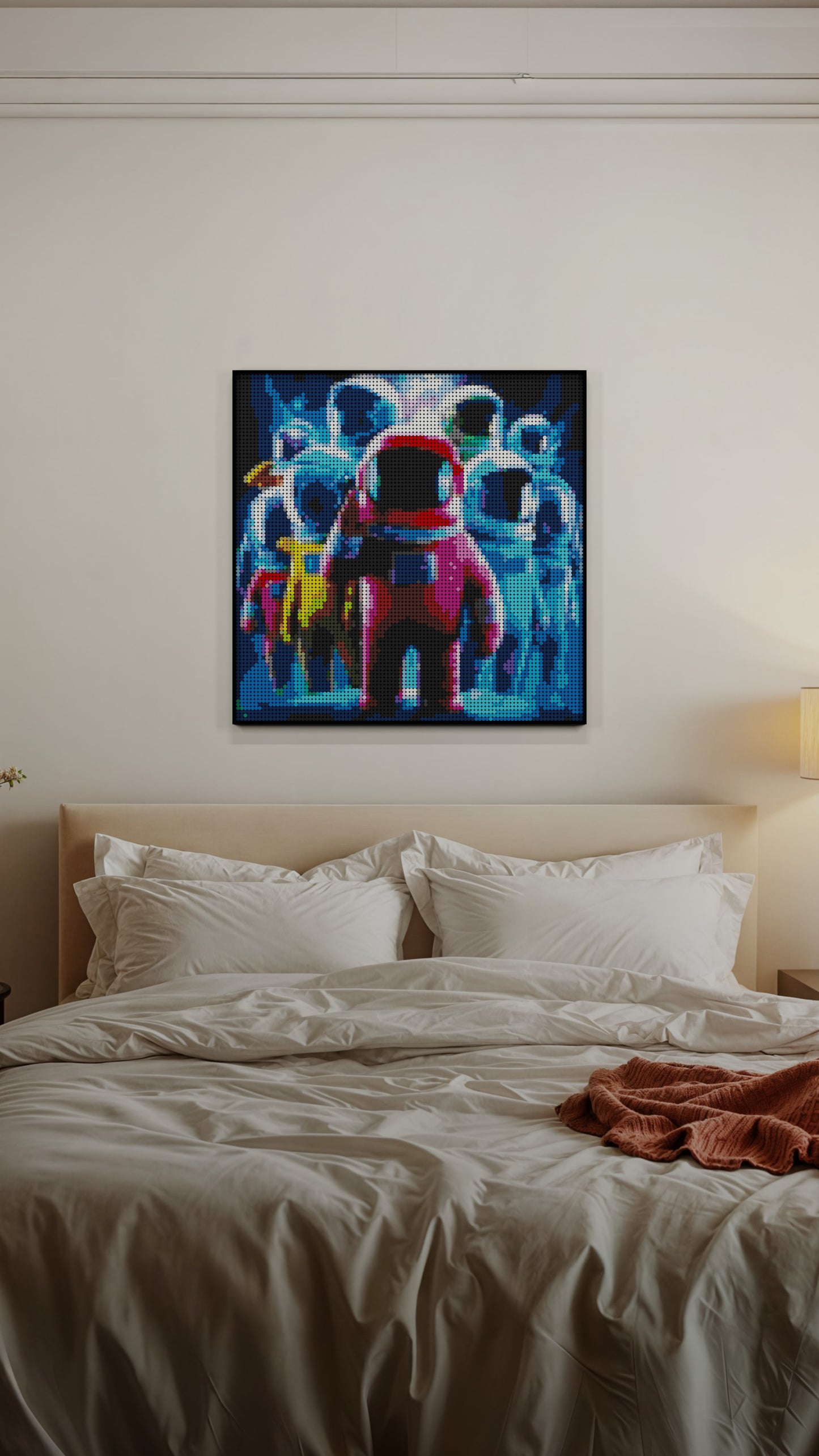 Amongst Friends LEGO® Style mosaic wall art made from colorful plastic bricks
