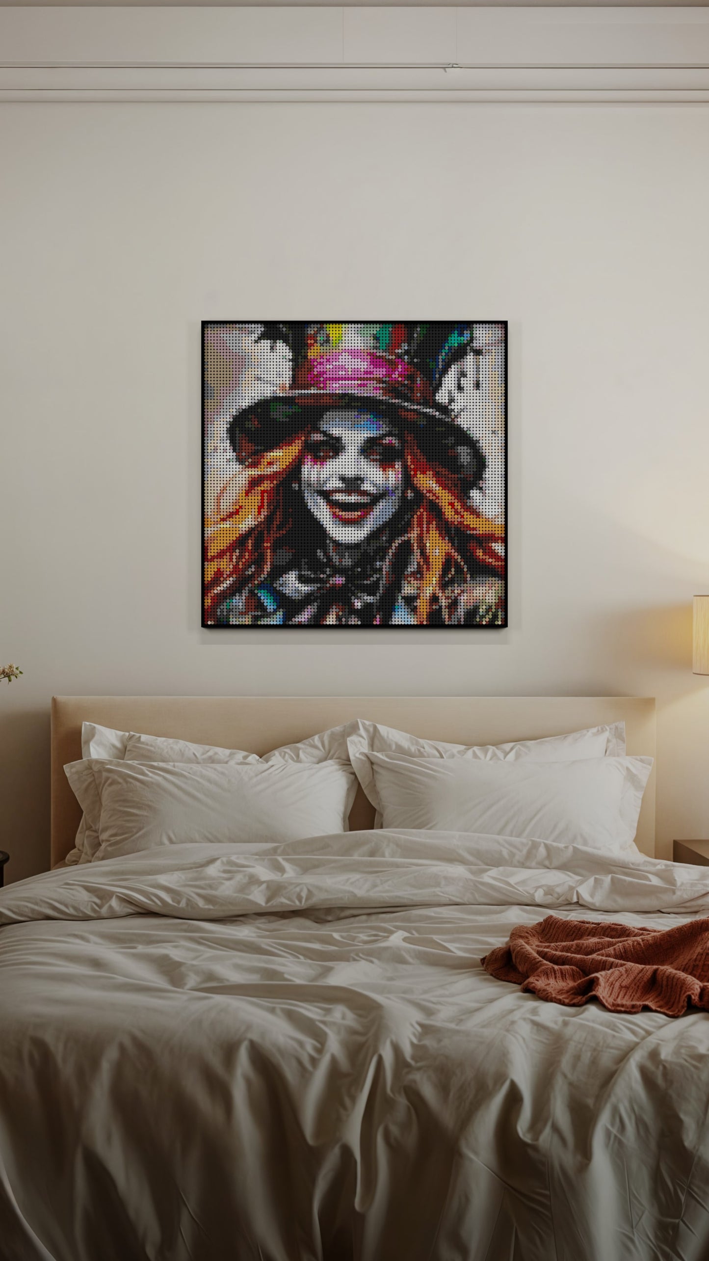 The Mad Hattress LEGO® Style mosaic pixel art design for display