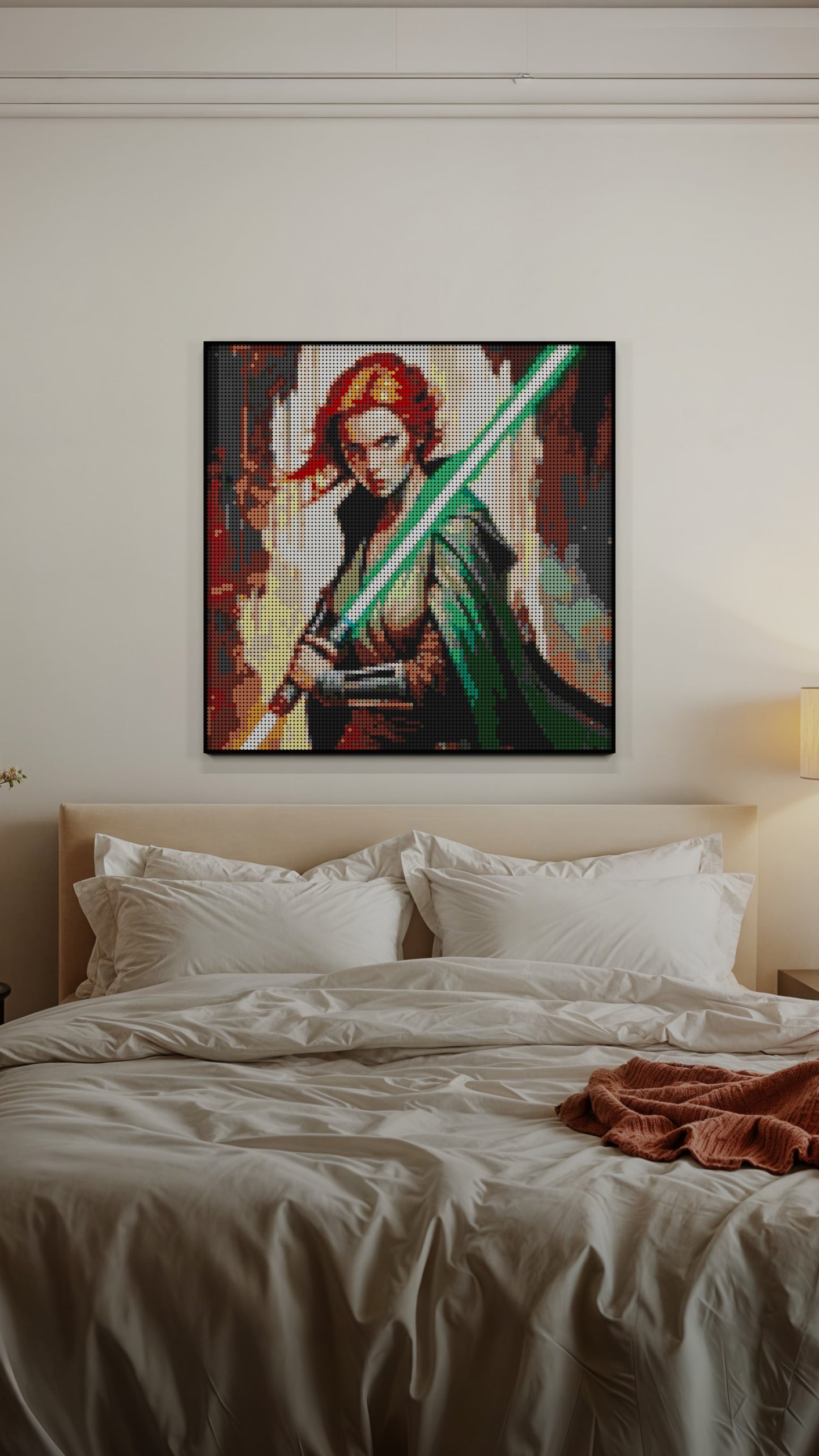 Star of the Warborn LEGO® Style mosaic wall art made from colorful plastic bricks
