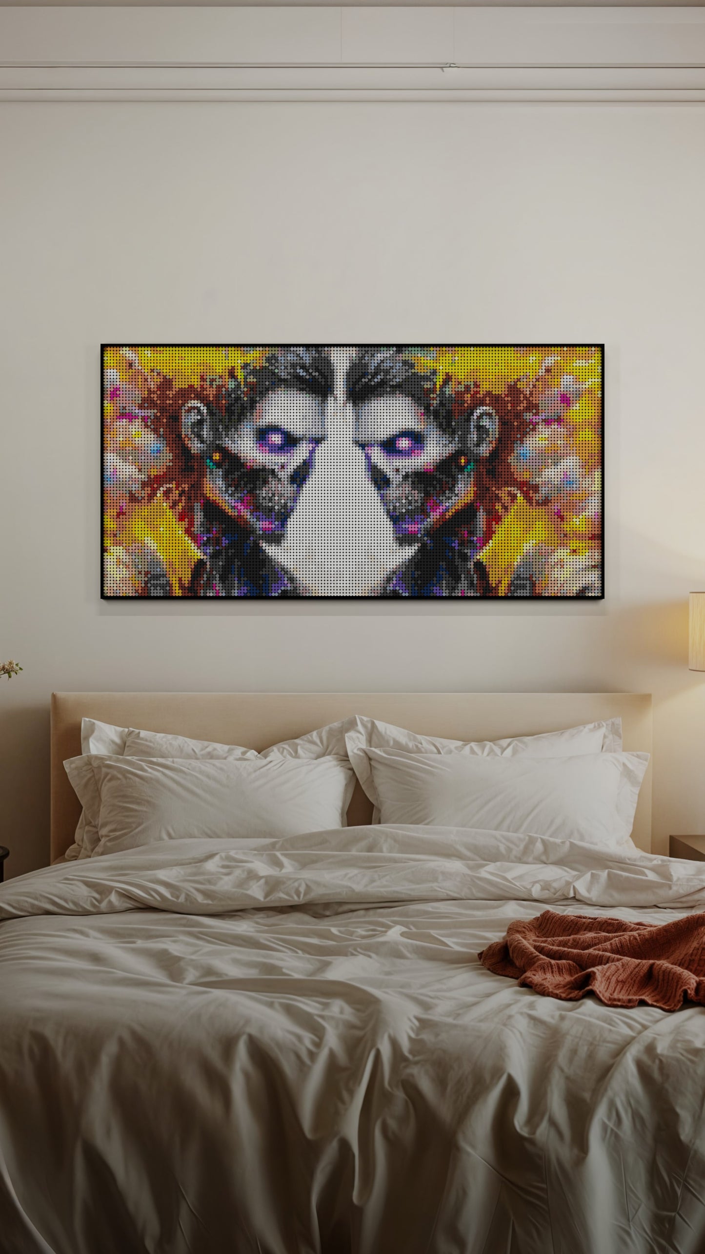 Veil of the Undead  LEGO® Style mosaic wall art made from colorful plastic bricks