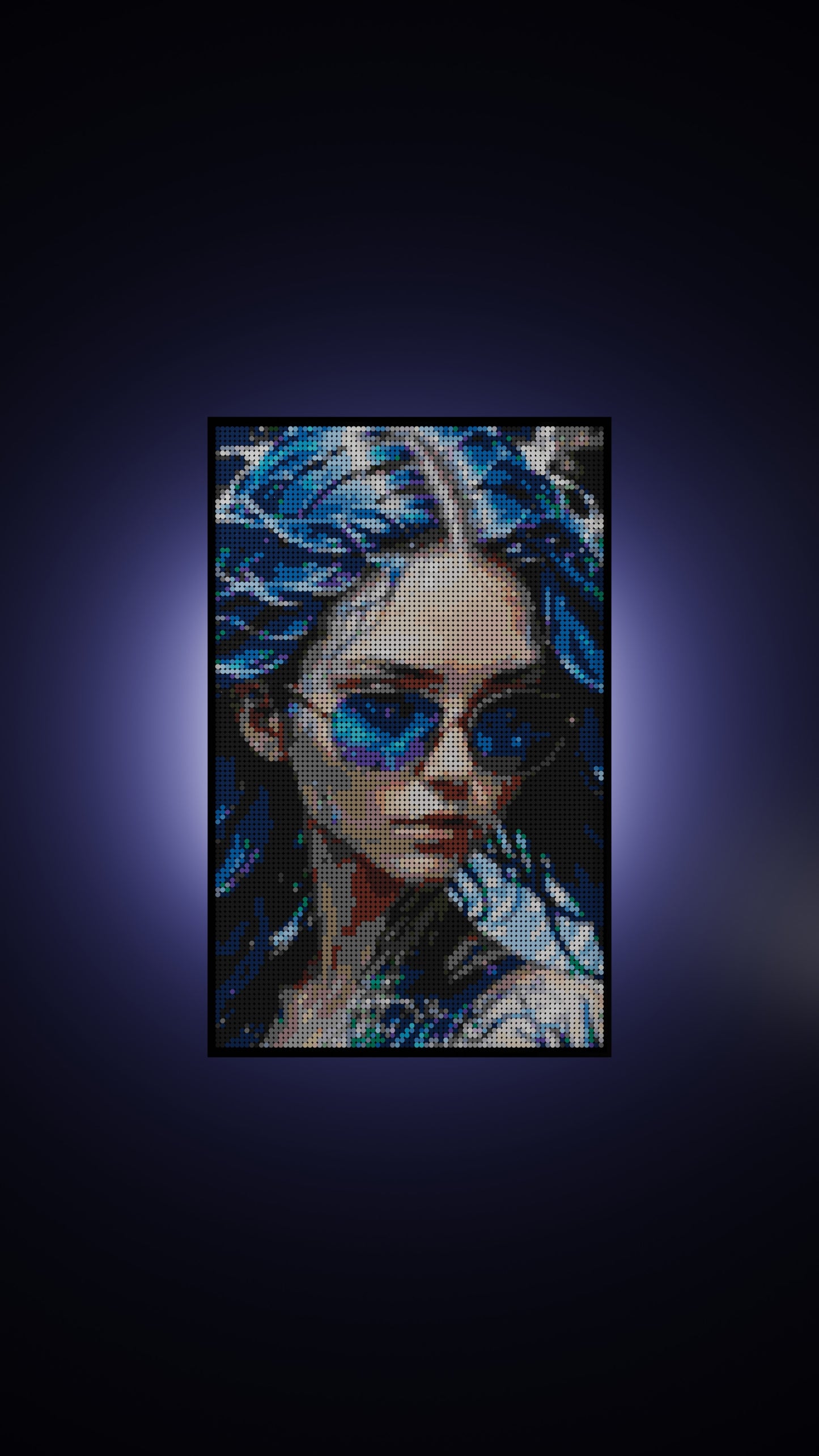 Aqua Enchantress LEGO® Style mosaic wall art made from colorful plastic bricks