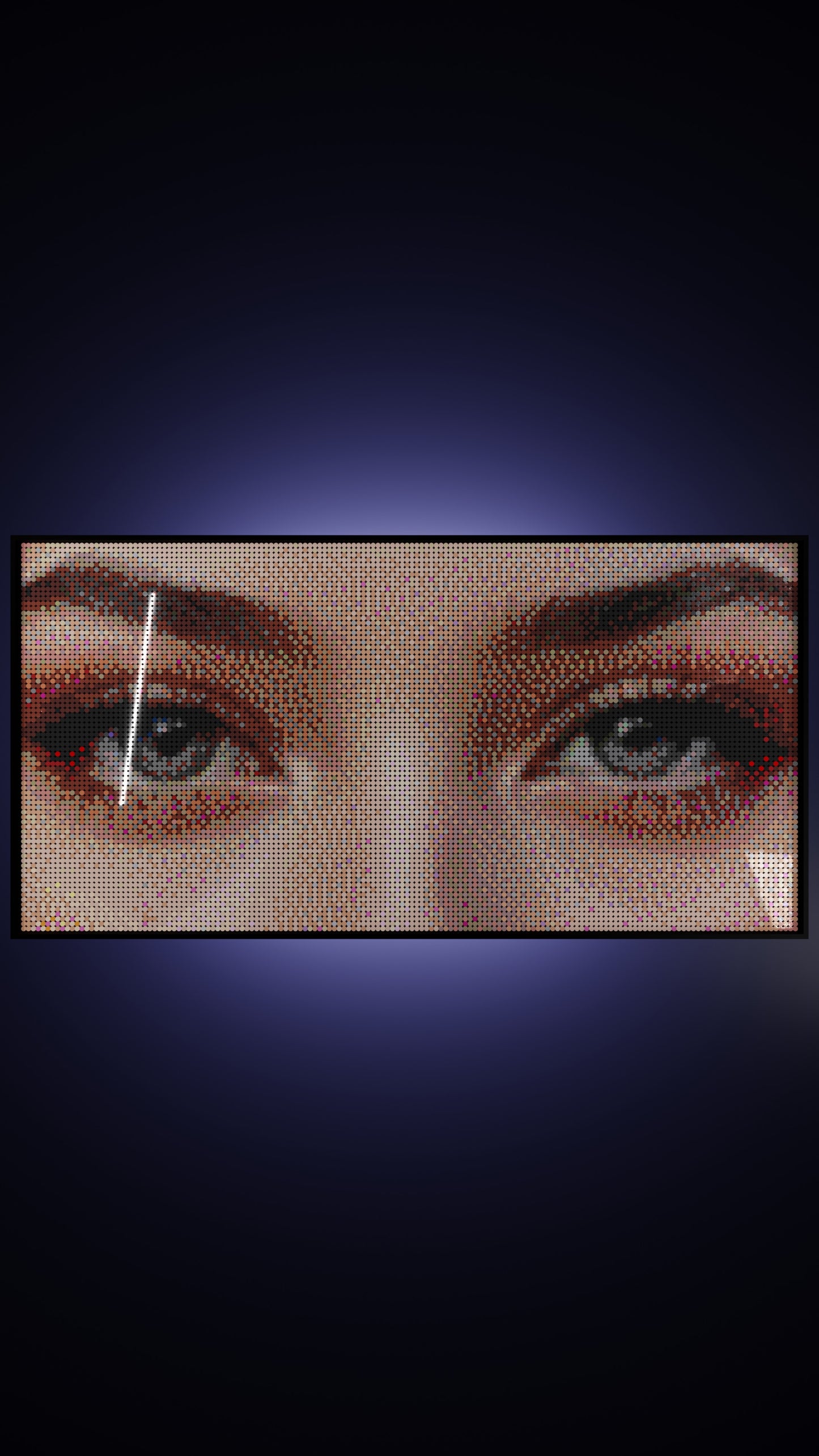 The Alluring Stare LEGO® Style mosaic pixel art design for display