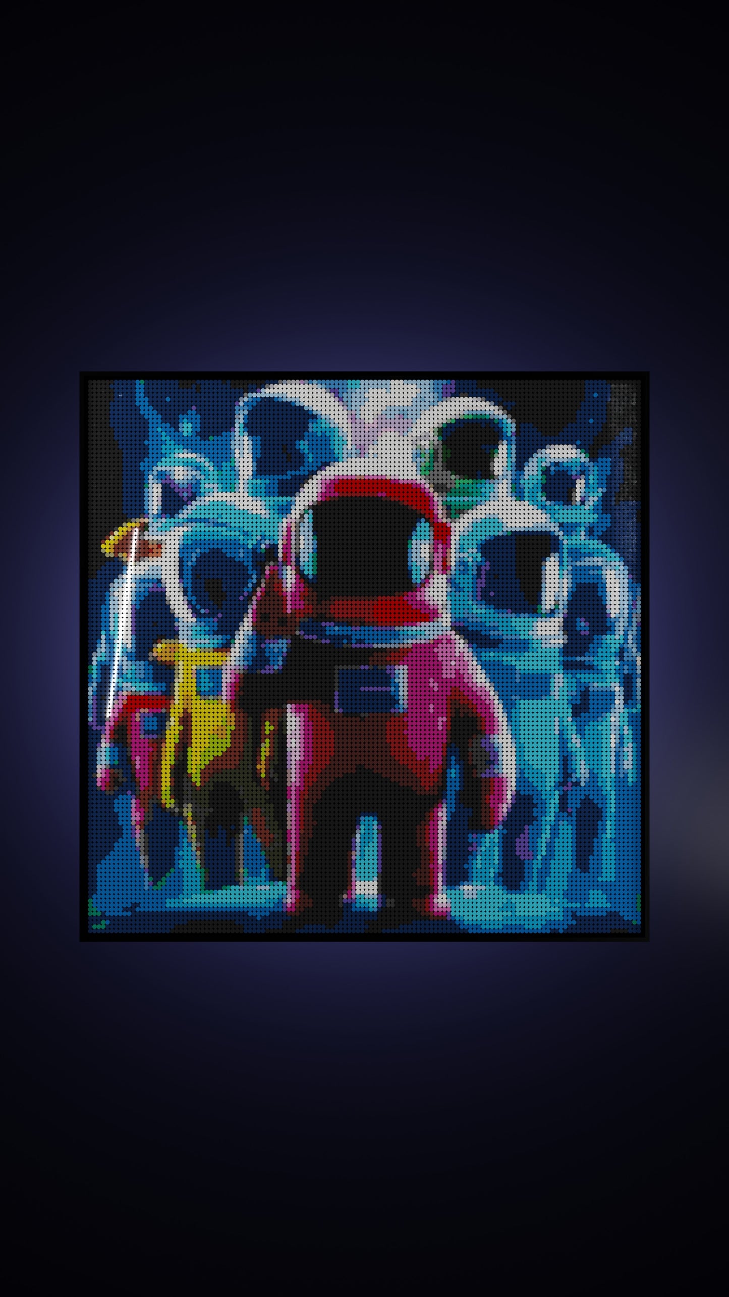 Amongst Friends LEGO® Style mosaic wall art made from colorful plastic bricks