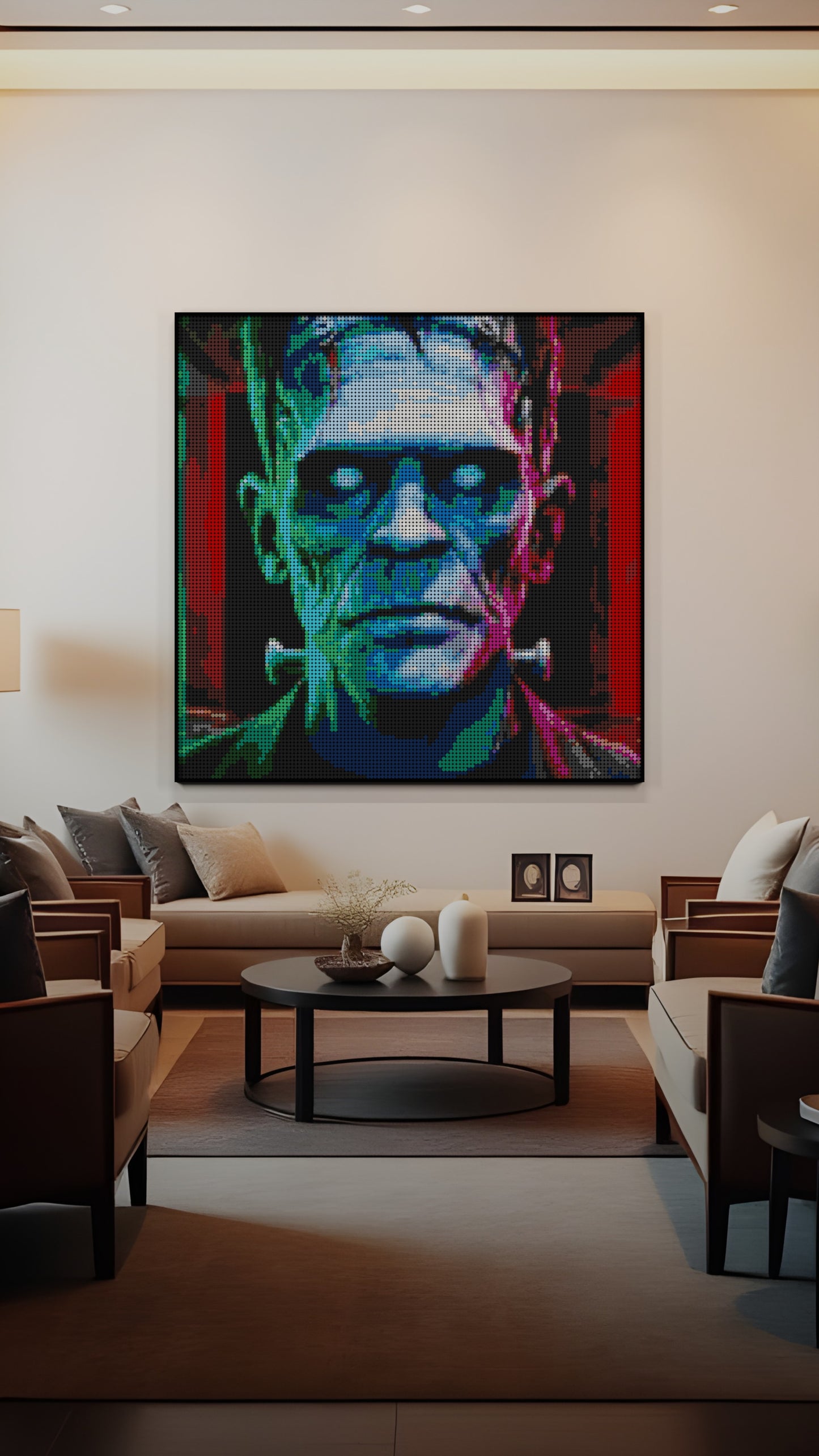 The Creation LEGO® Style mosaic wall art made from colorful plastic bricks