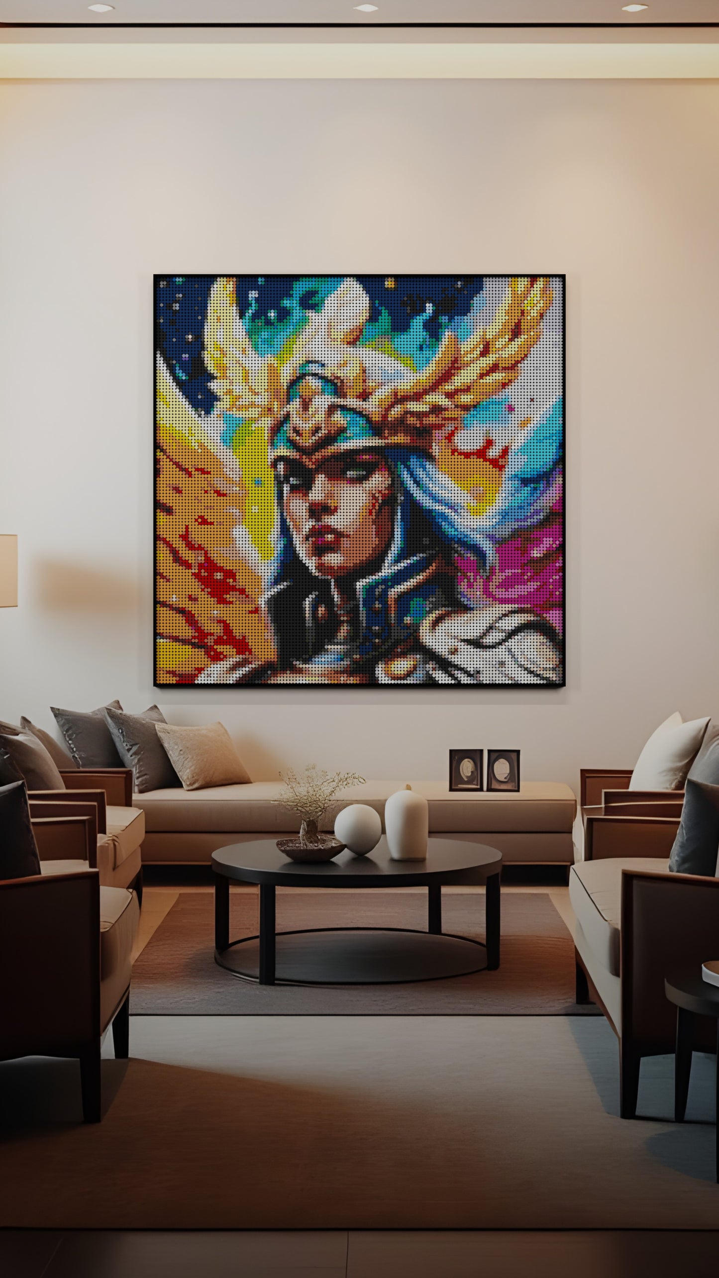 Valkyrie Vibrance LEGO® Style mosaic kit with clear building instructions