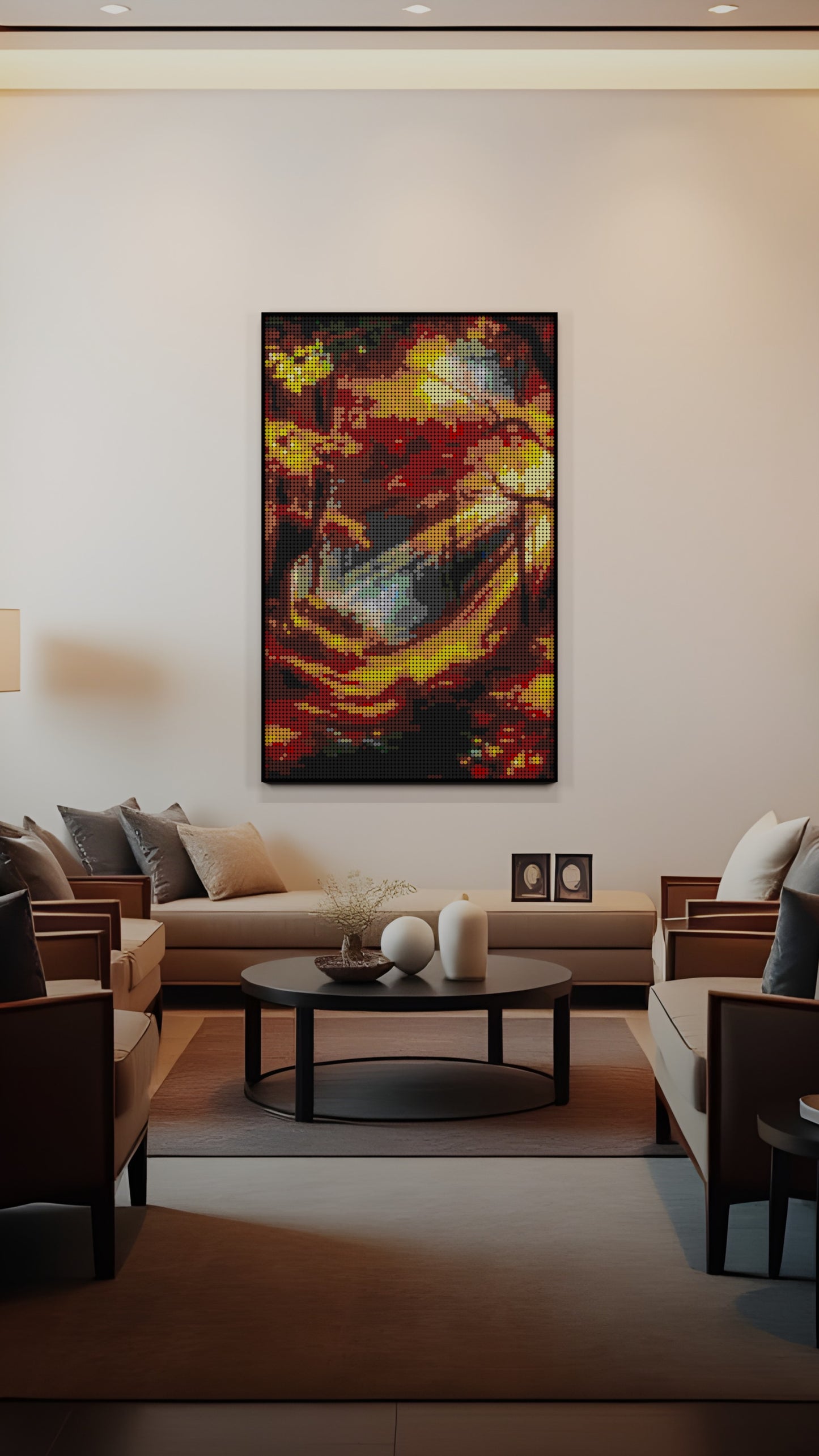 Autumn Sun LEGO® Style mosaic pixel art design for display