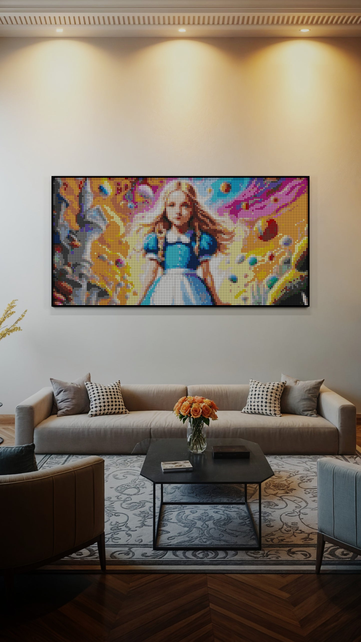 Alice in Wonderland LEGO® Style mosaic pixel art design for display