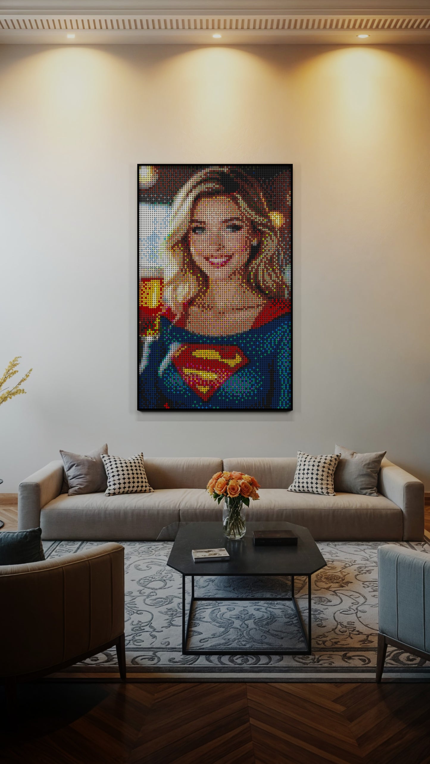 Supergirl DC LEGO® Style mosaic kit with clear building instructions