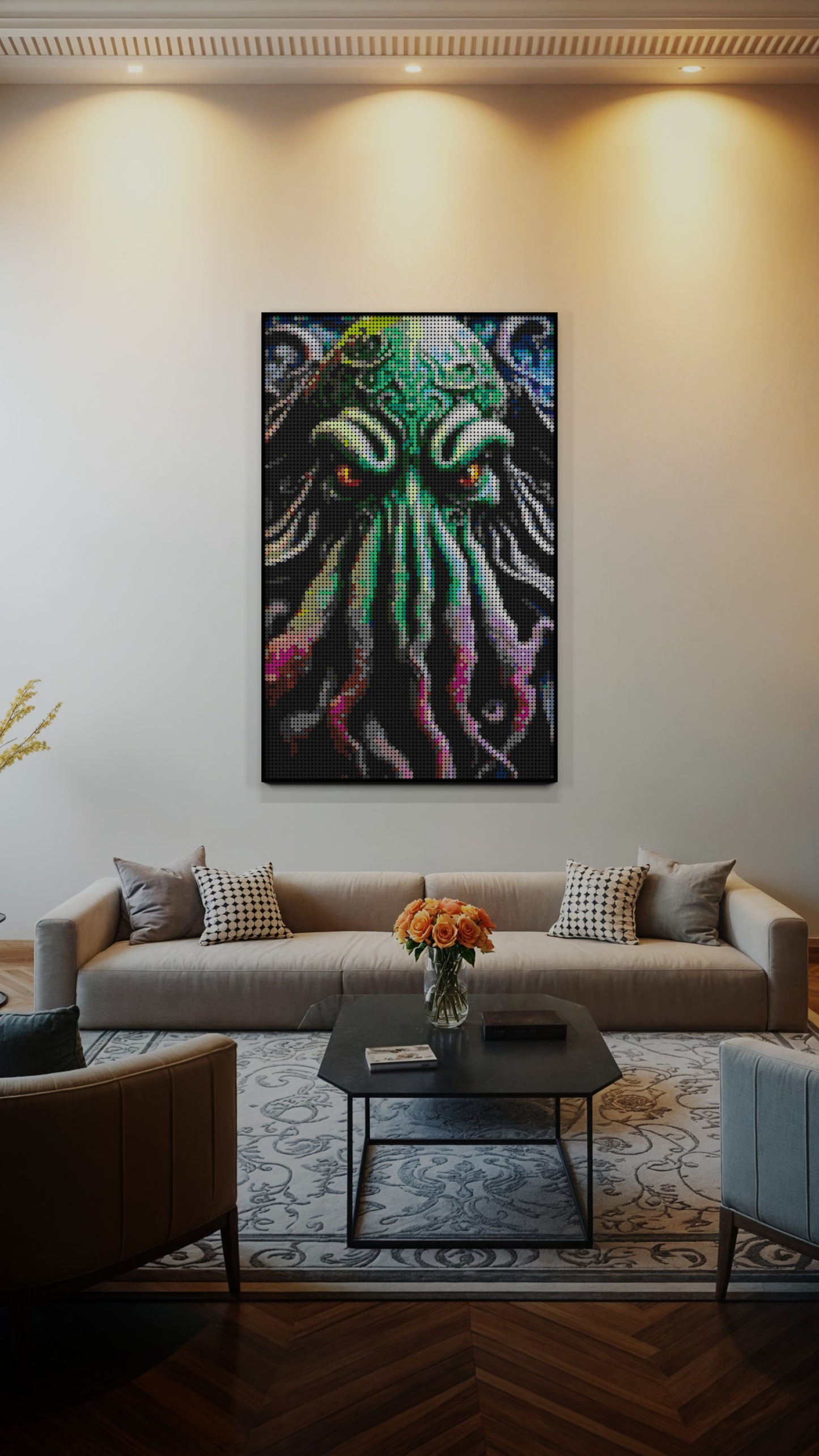 Arrival of Cthulhu LEGO® Style mosaic pixel art design for display