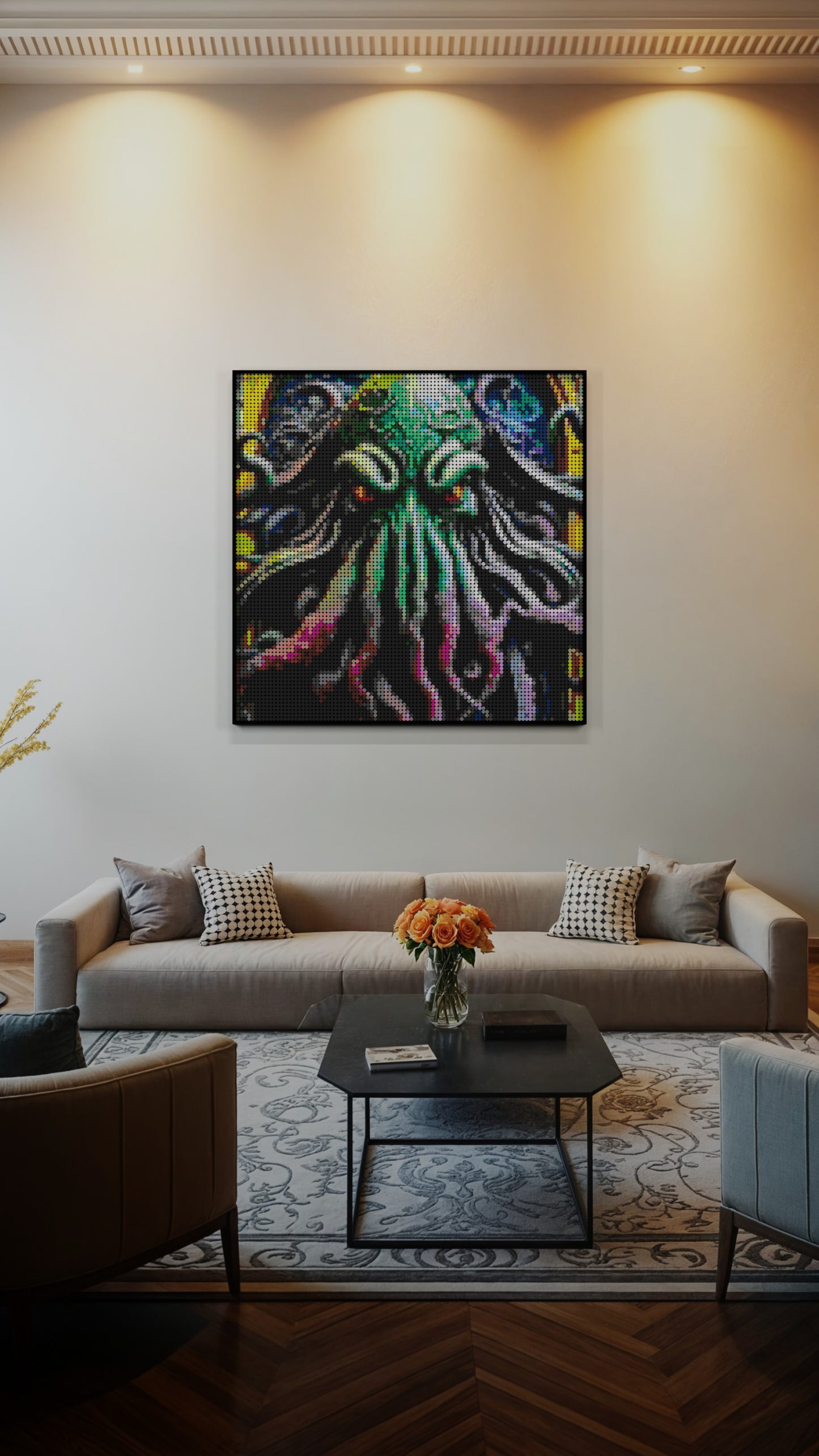 Arrival of Cthulhu LEGO® Style mosaic pixel art design for display