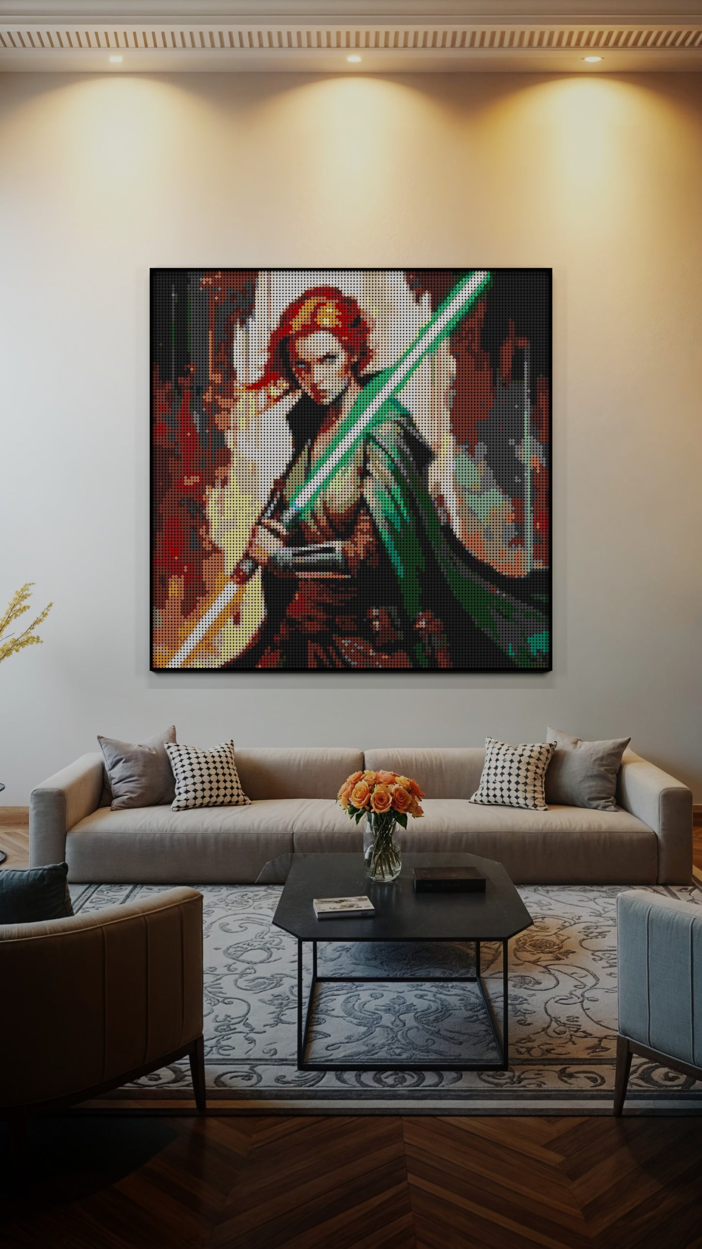 Star of the Warborn  LEGO® Style mosaic wall art made from colorful plastic bricks