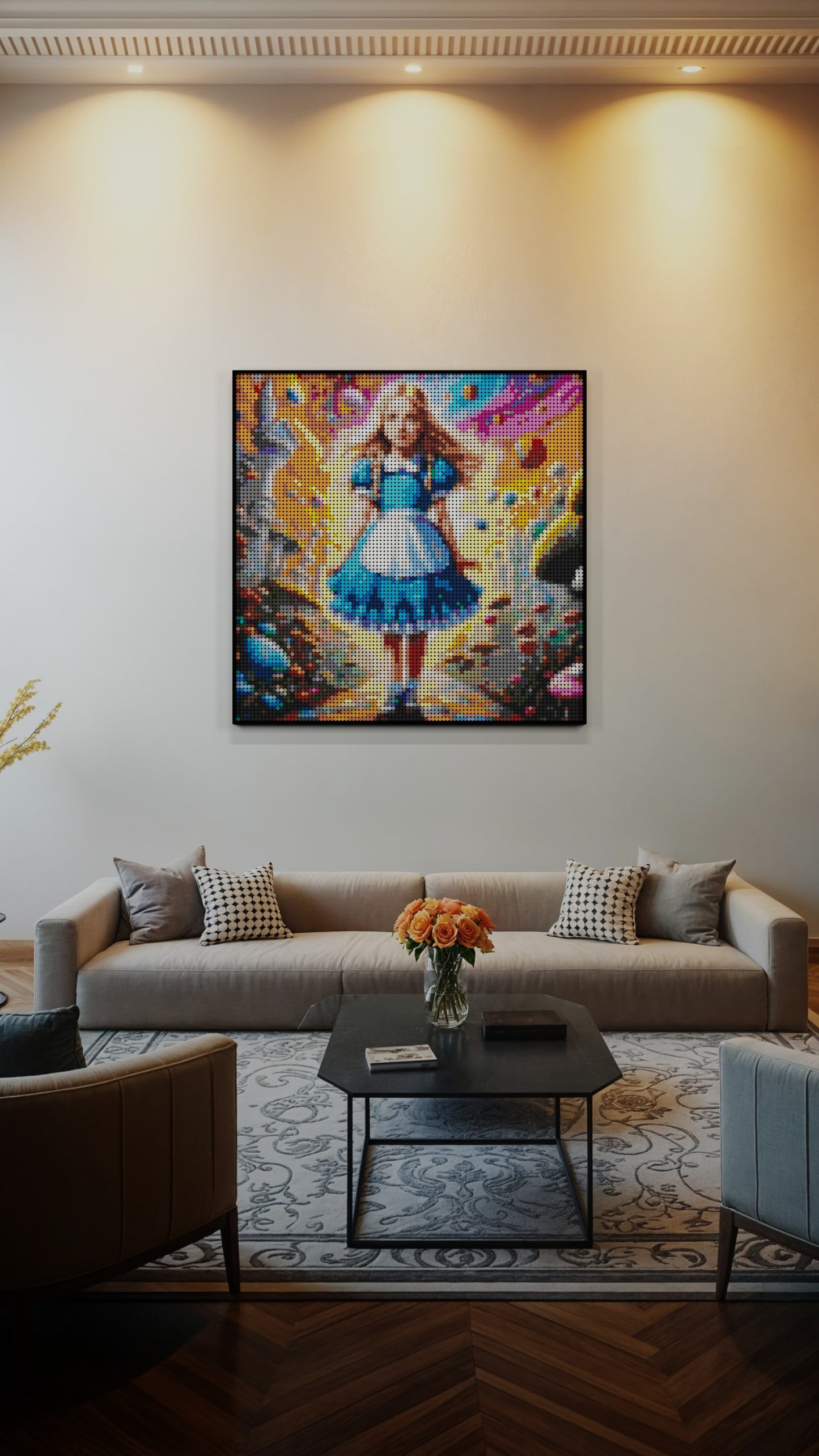 Alice in Wonderland LEGO® Style mosaic pixel art design for display