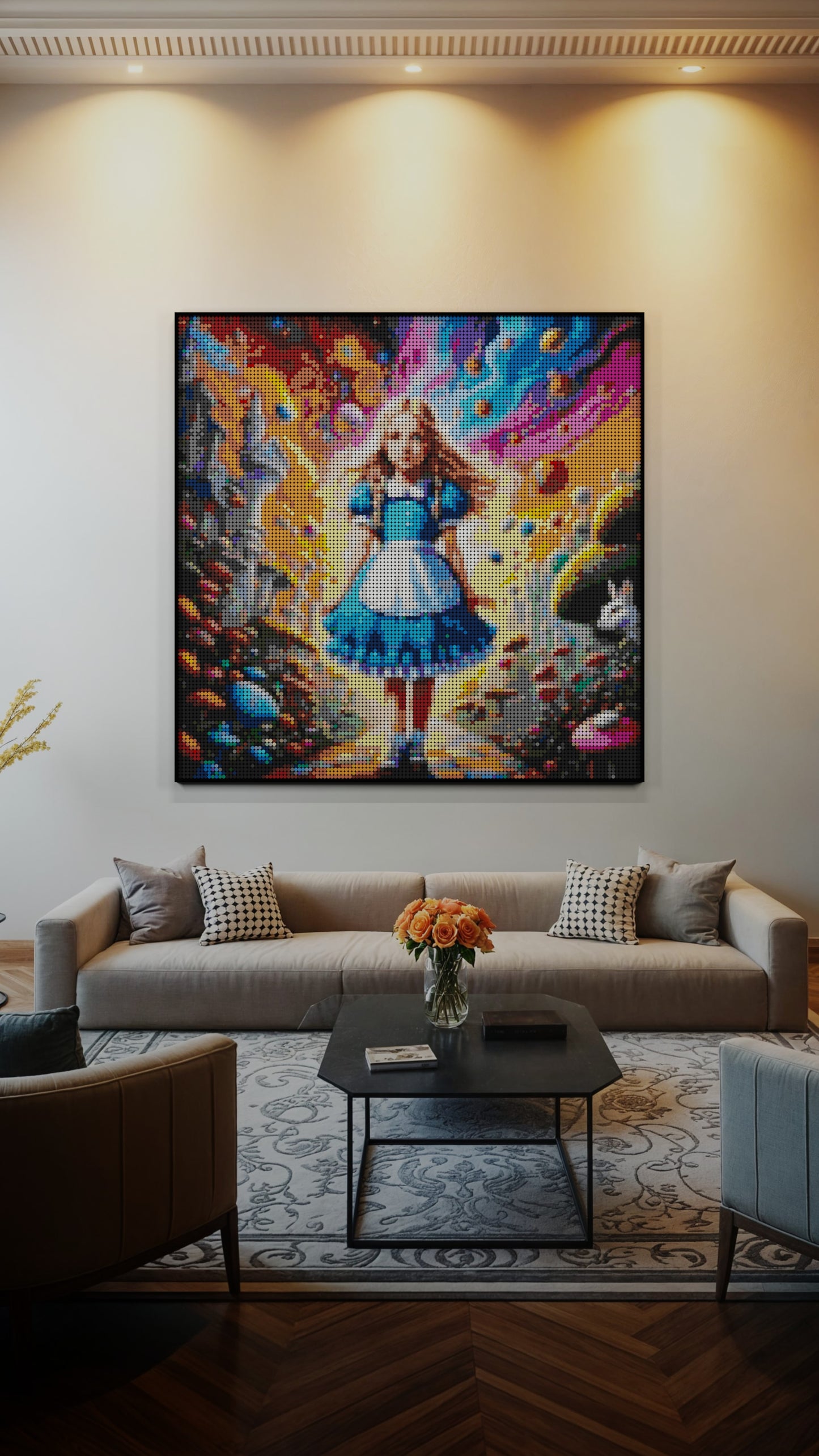 Alice in Wonderland LEGO® Style mosaic pixel art design for display