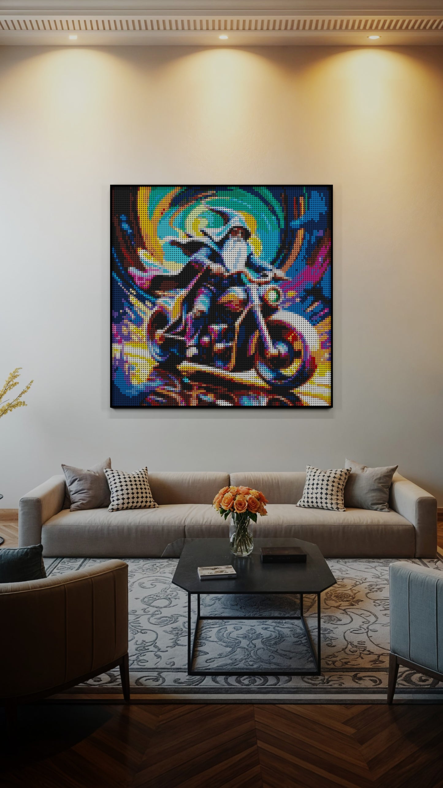 The Rune Roadster LEGO® Style mosaic pixel art design for display