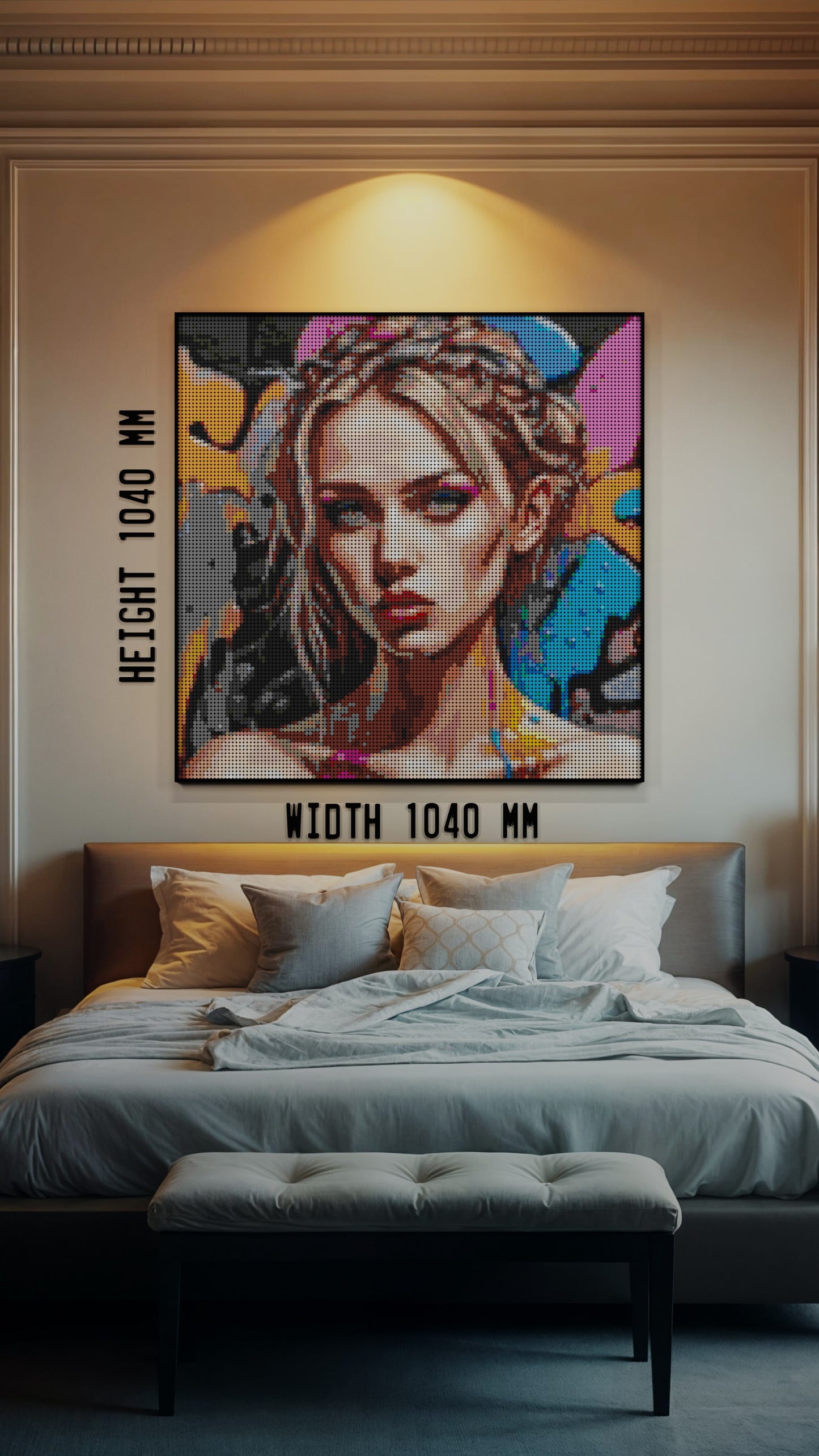 Canvas Muse LEGO® Style mosaic wall art made from colorful plastic bricks