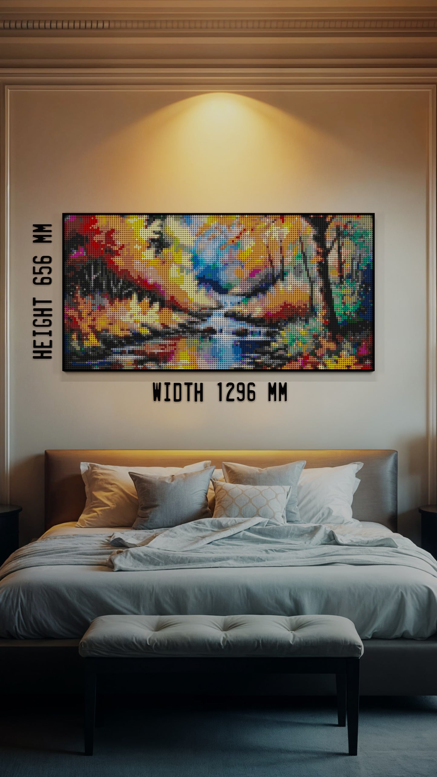Streaming LEGO® Style mosaic wall art made from colorful plastic bricks