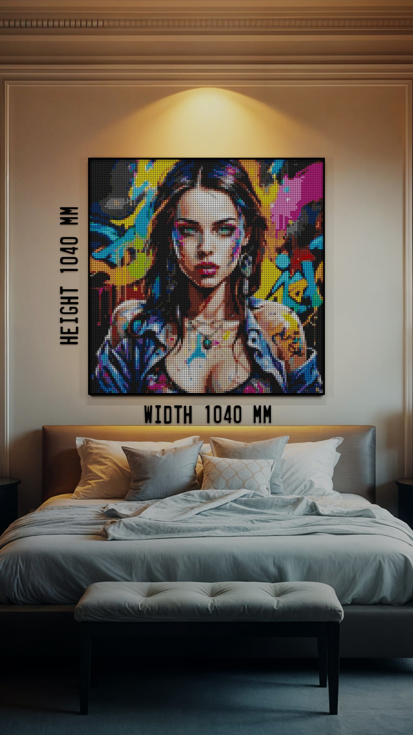 Euphoria in Motion LEGO® Style mosaic wall art made from colorful plastic bricks