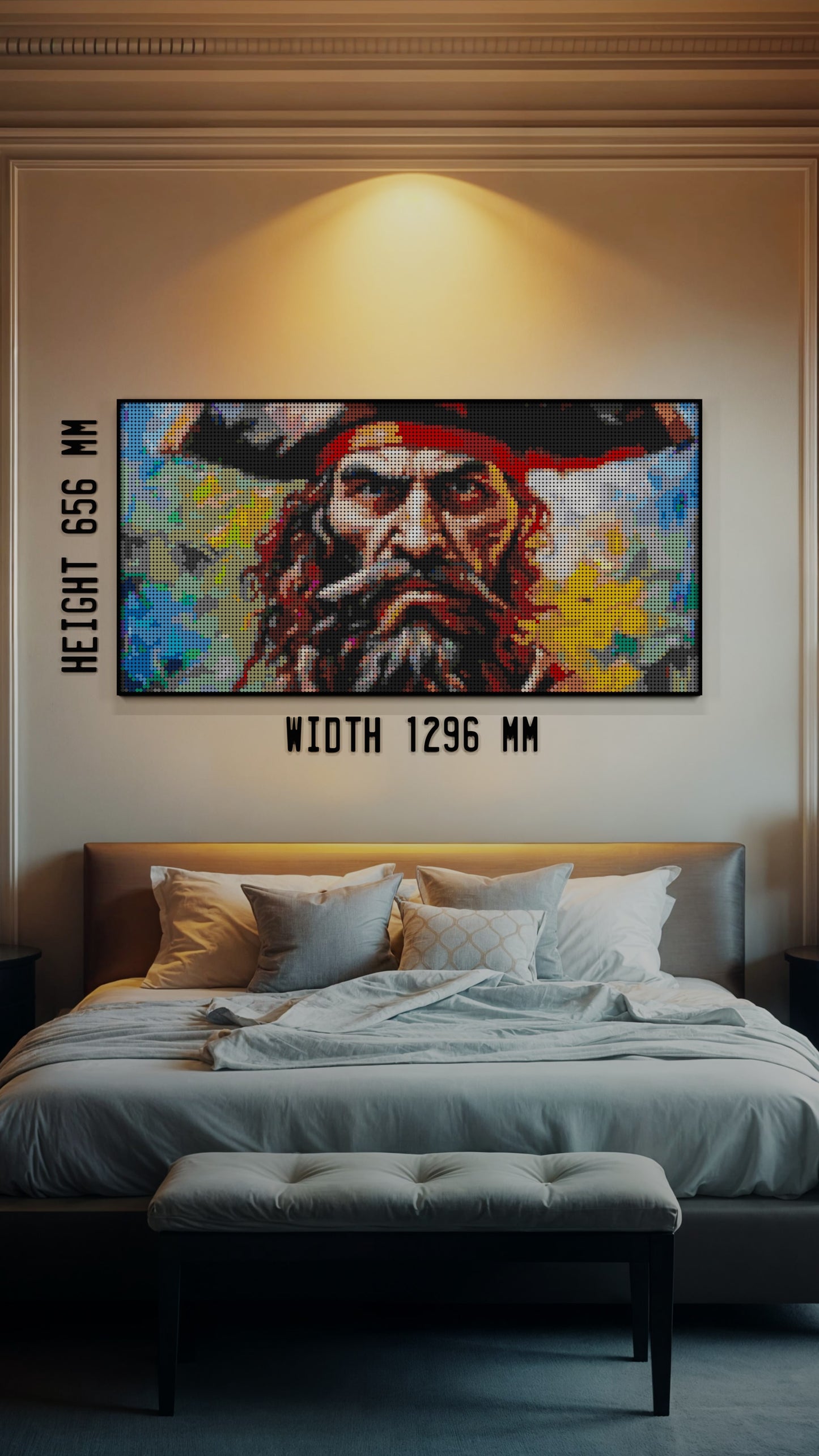 Captain Dreadheart LEGO® Style mosaic wall art made from colorful plastic bricks