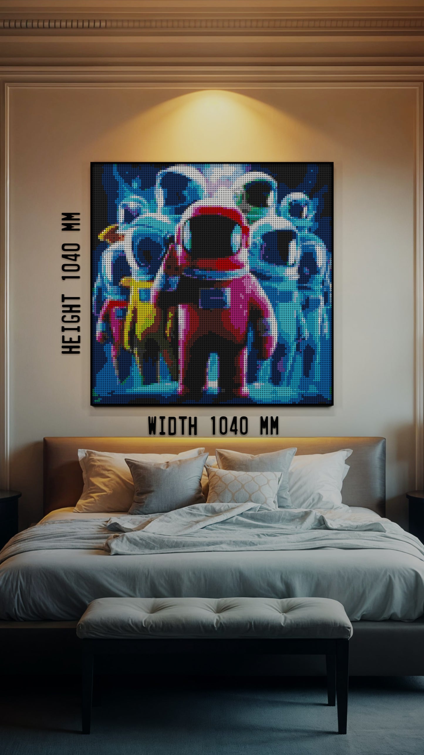 Amongst Friends LEGO® Style mosaic wall art made from colorful plastic bricks