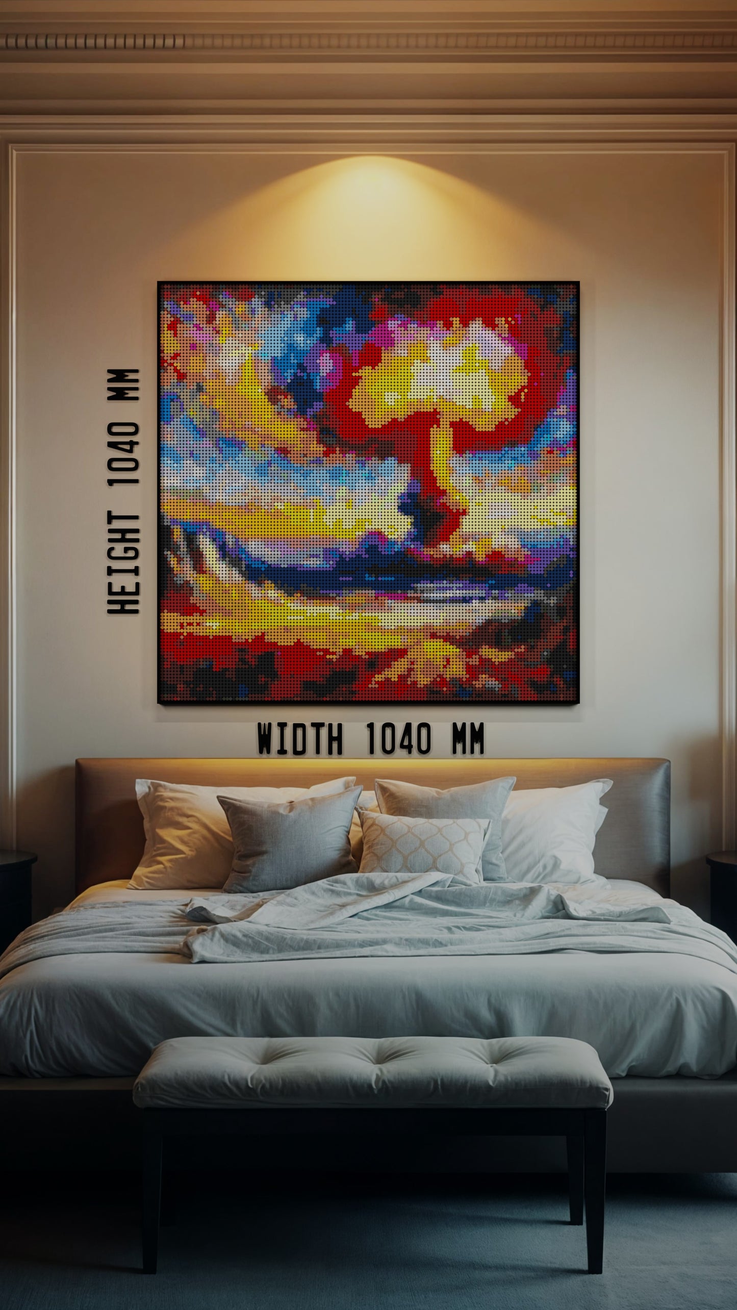 Shelter Bound LEGO® Style mosaic wall art made from colorful plastic bricks
