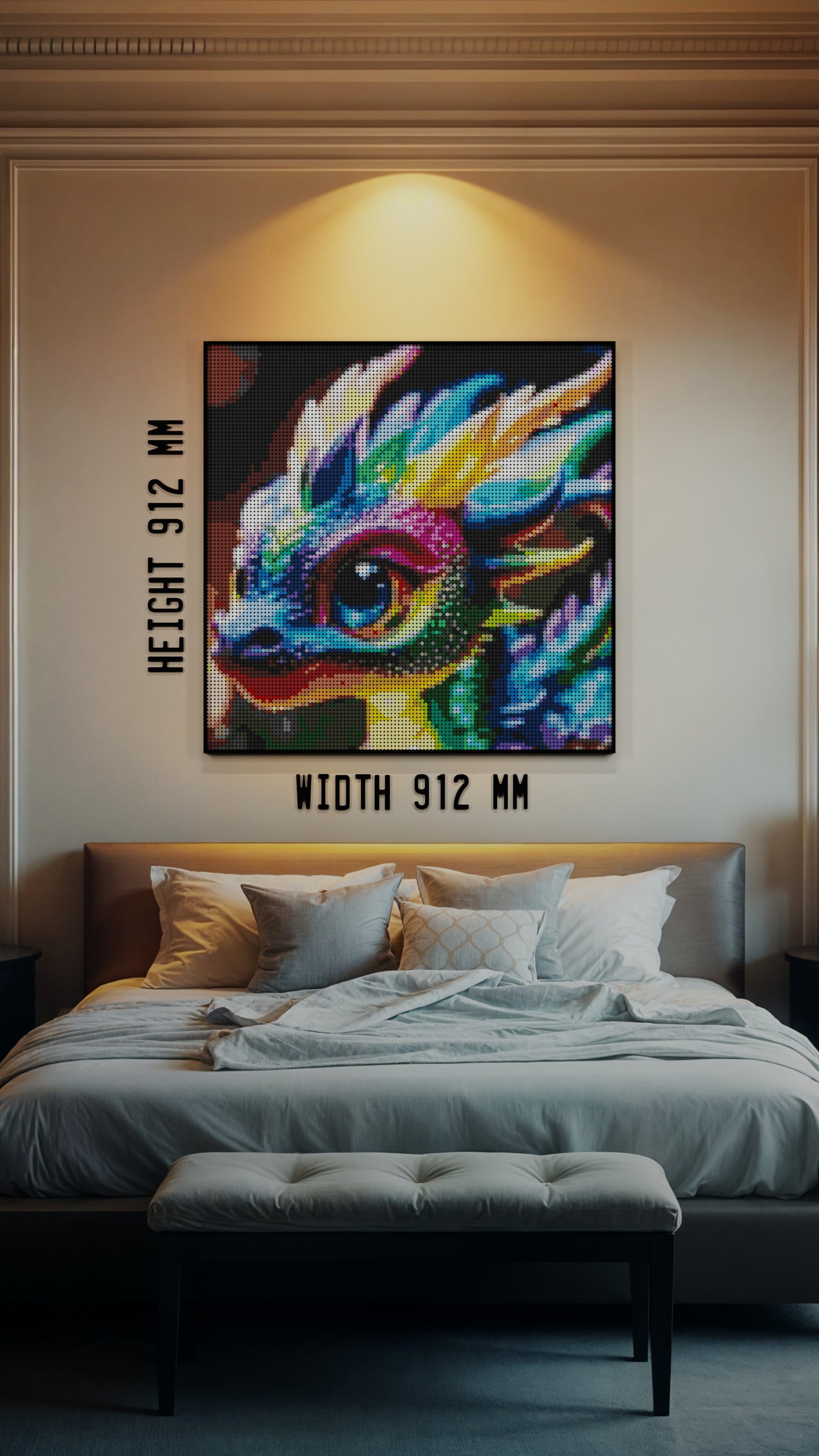 Neon Hatchling LEGO® Style mosaic kit with clear building instructions