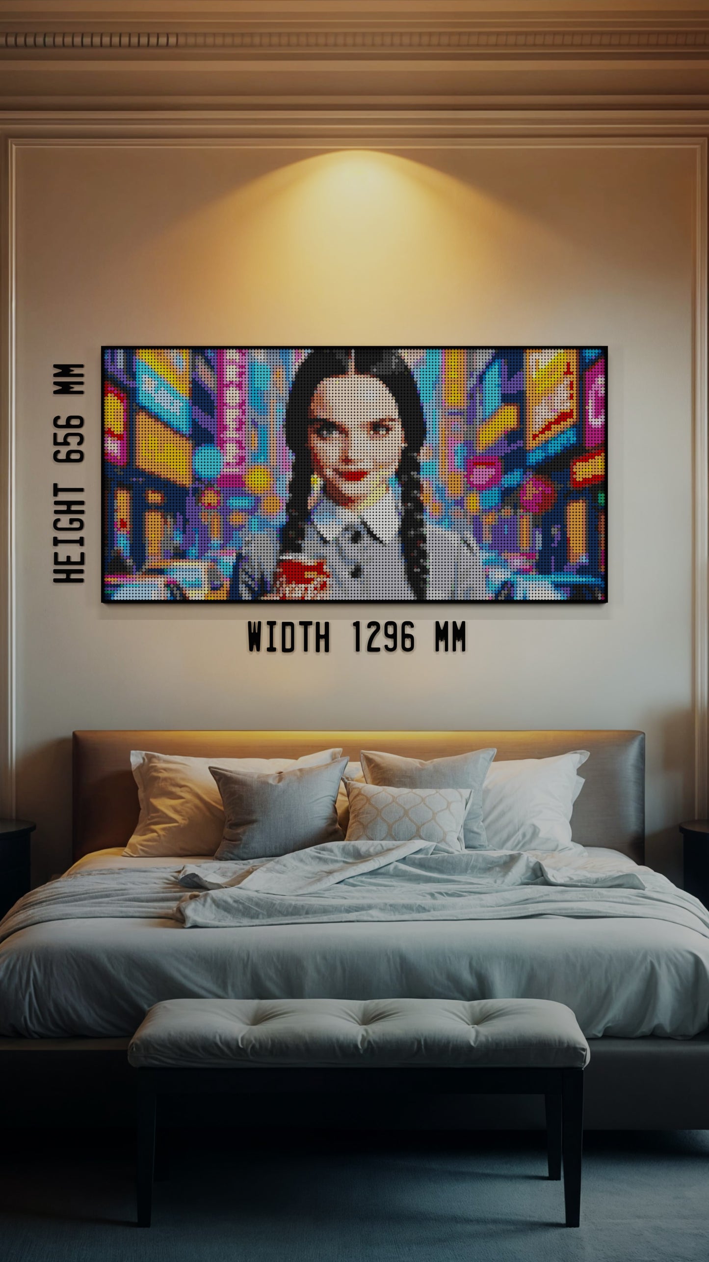 Wednesday Addams LEGO® Style mosaic kit with clear building instructions