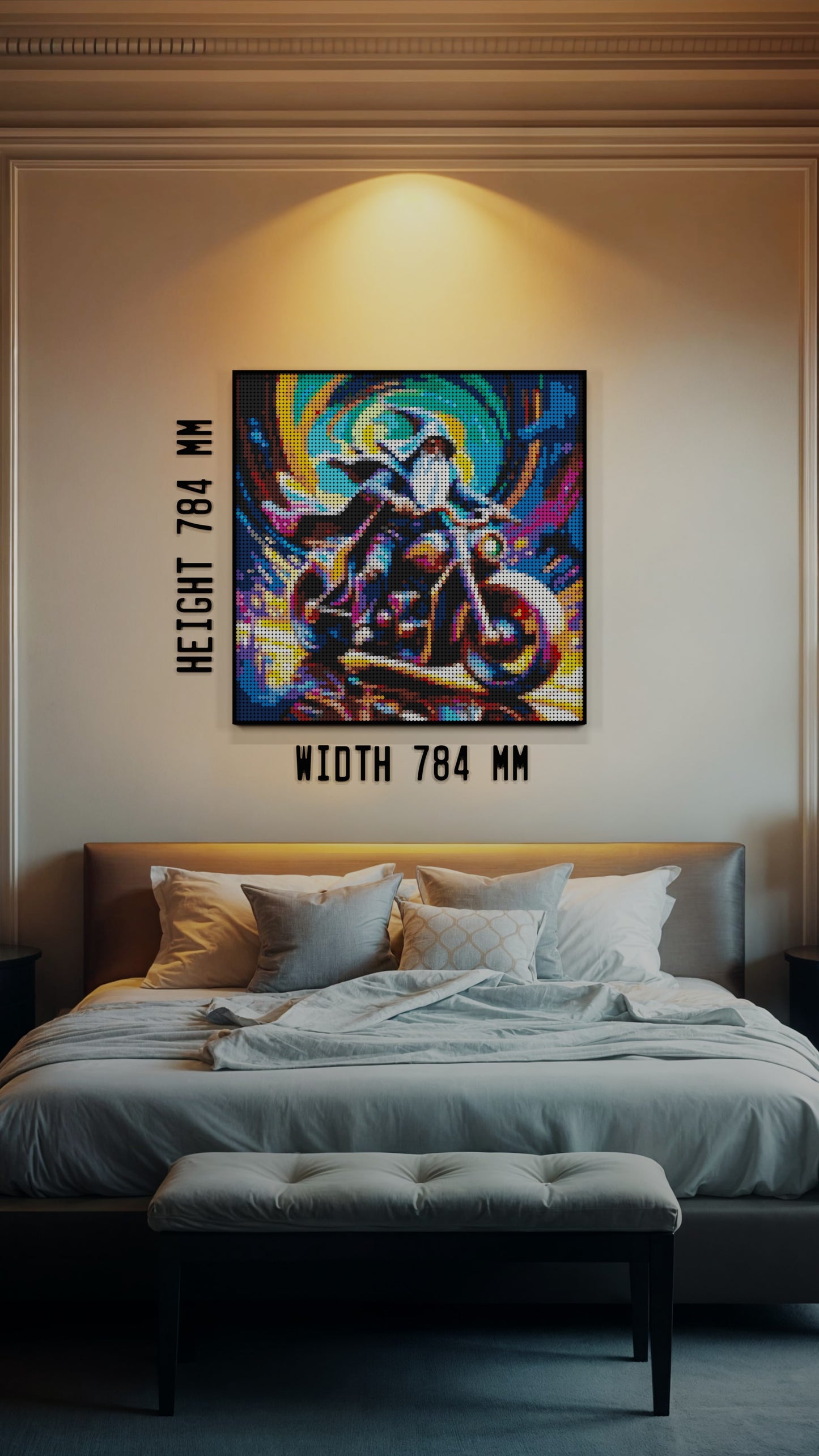 The Rune Roadster LEGO® Style mosaic wall art made from colorful plastic bricks