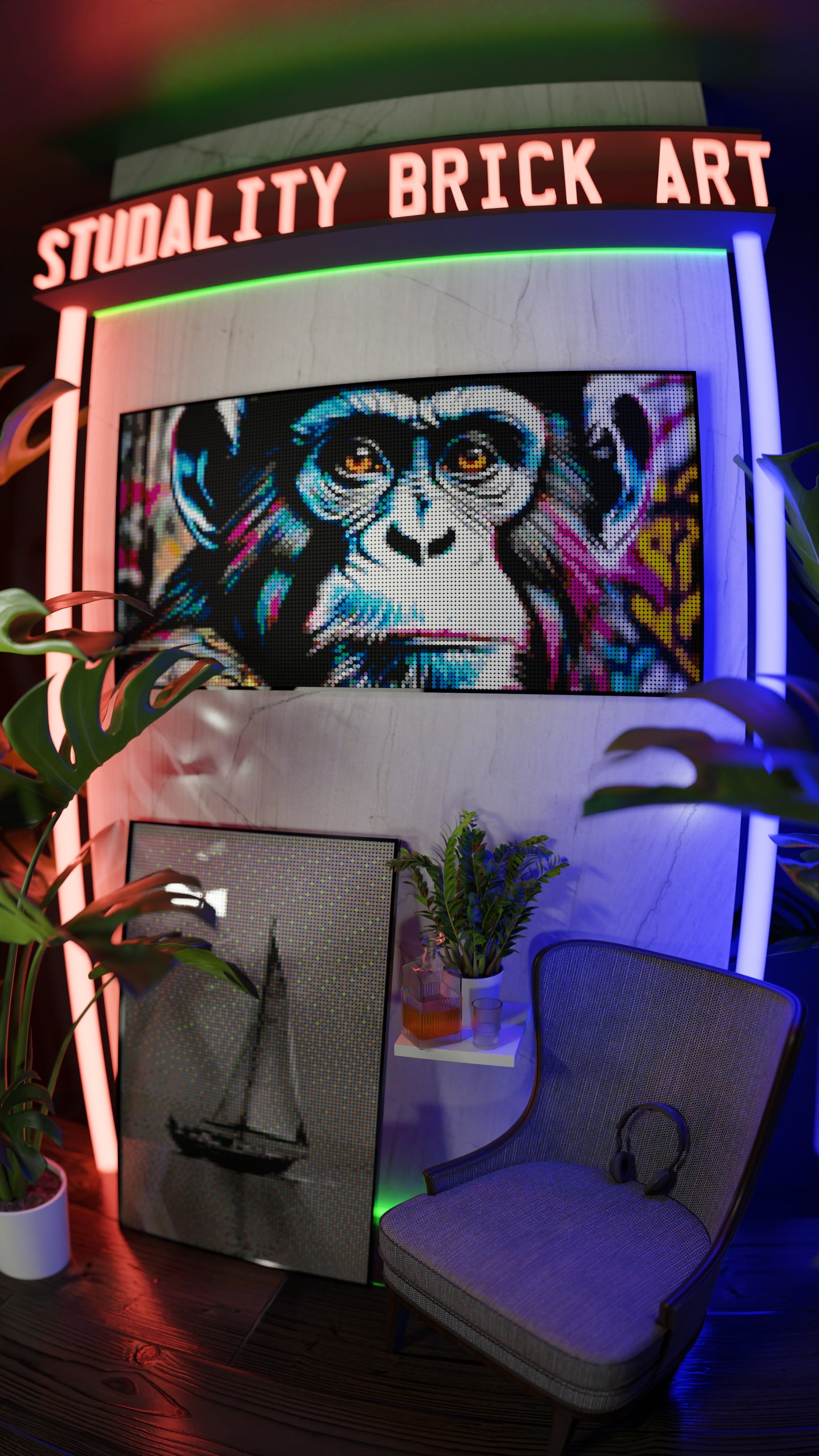 Ape Hop Movement LEGO® Style mosaic pixel art design for display