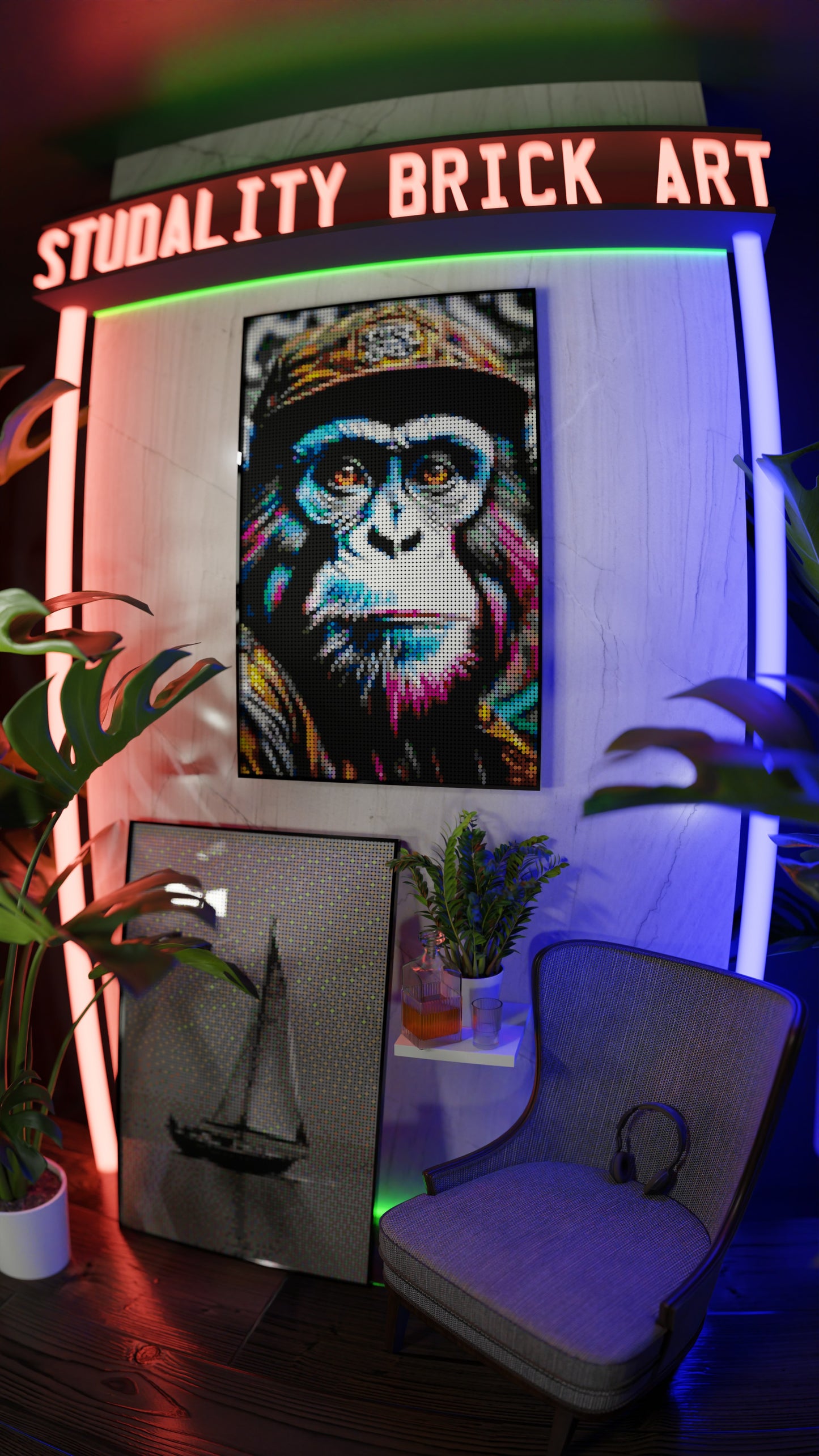 Ape Hop Movement LEGO® Style mosaic pixel art design for display