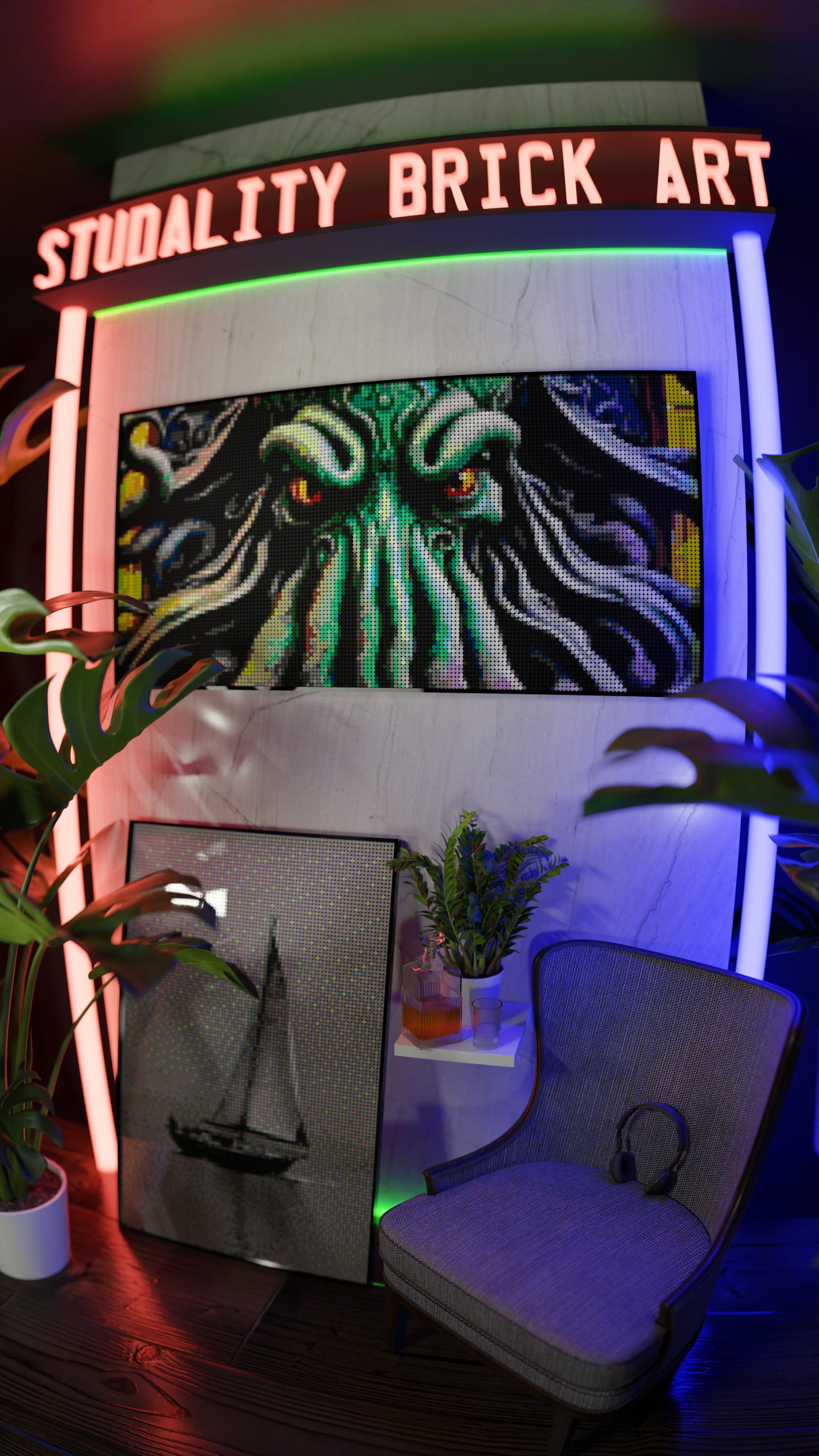 Arrival of Cthulhu  LEGO® Style mosaic pixel art design for display