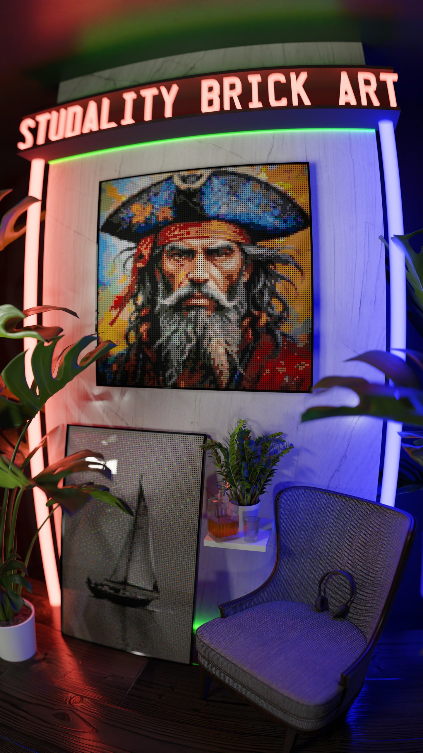 Weathered Mariner LEGO® Style mosaic pixel art design for display