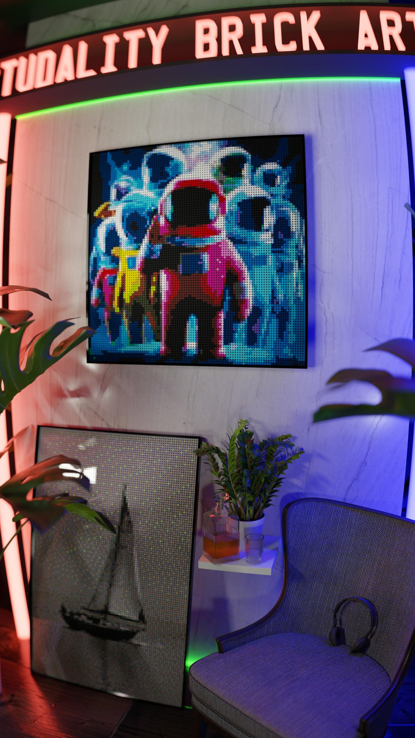 Amongst Friends LEGO® Style mosaic pixel art design for display