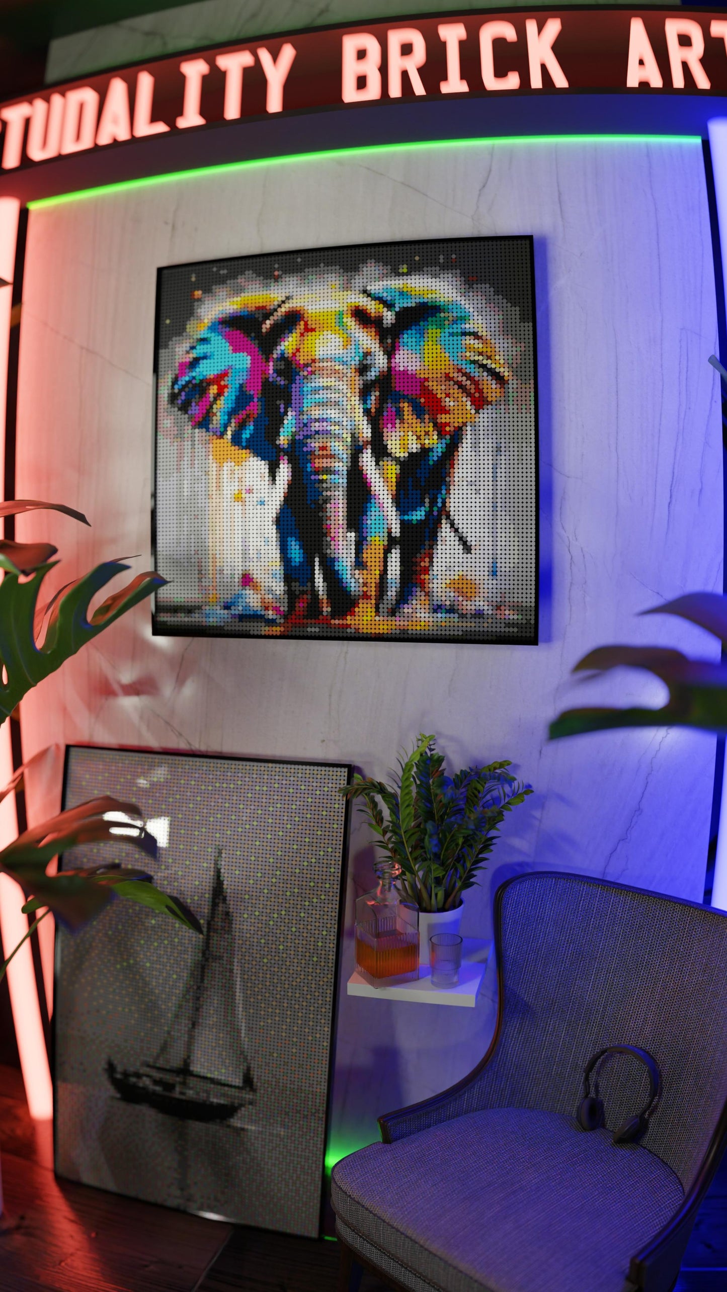Majestic Giants LEGO® Style mosaic wall art made from colorful plastic bricks