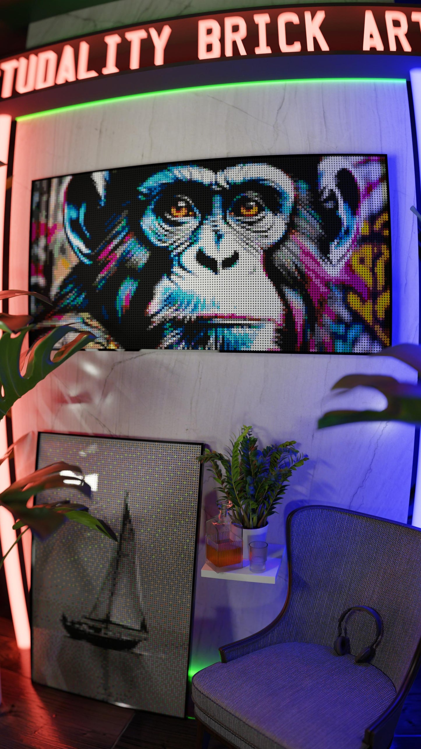 Ape Hop Movement LEGO® Style mosaic pixel art design for display