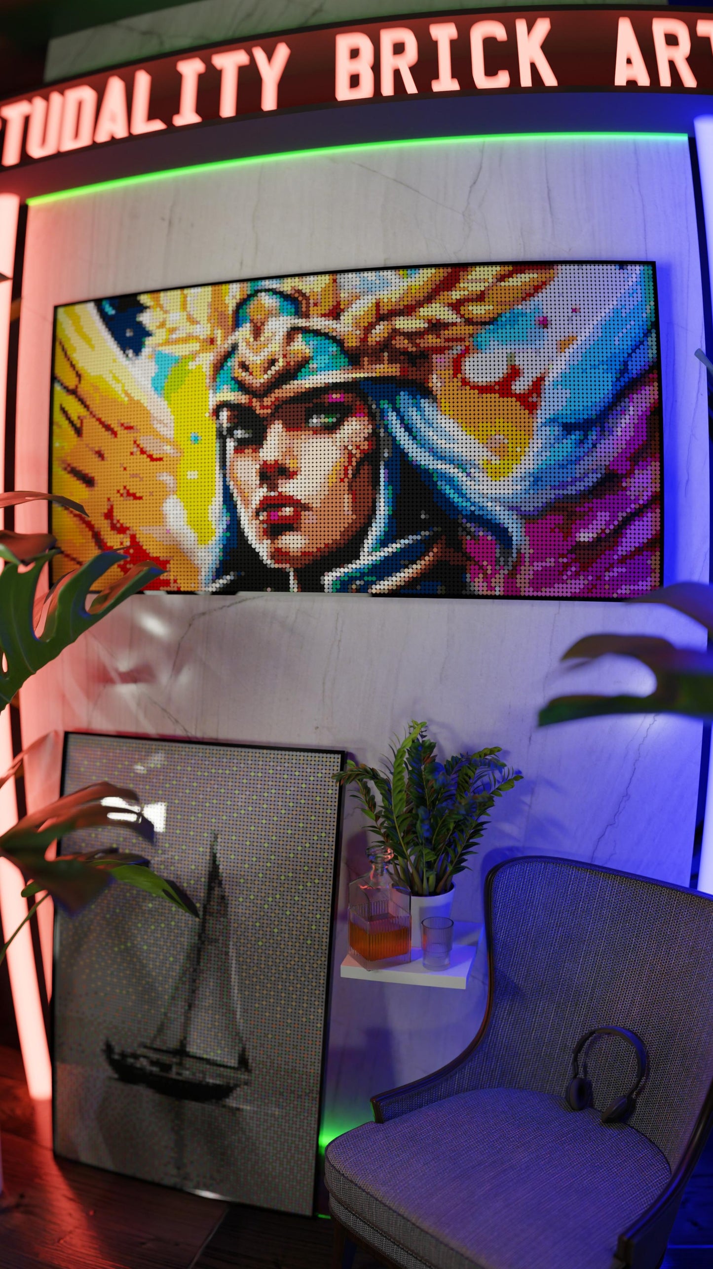 Valkyrie Vibrance LEGO® Style mosaic kit with clear building instructions