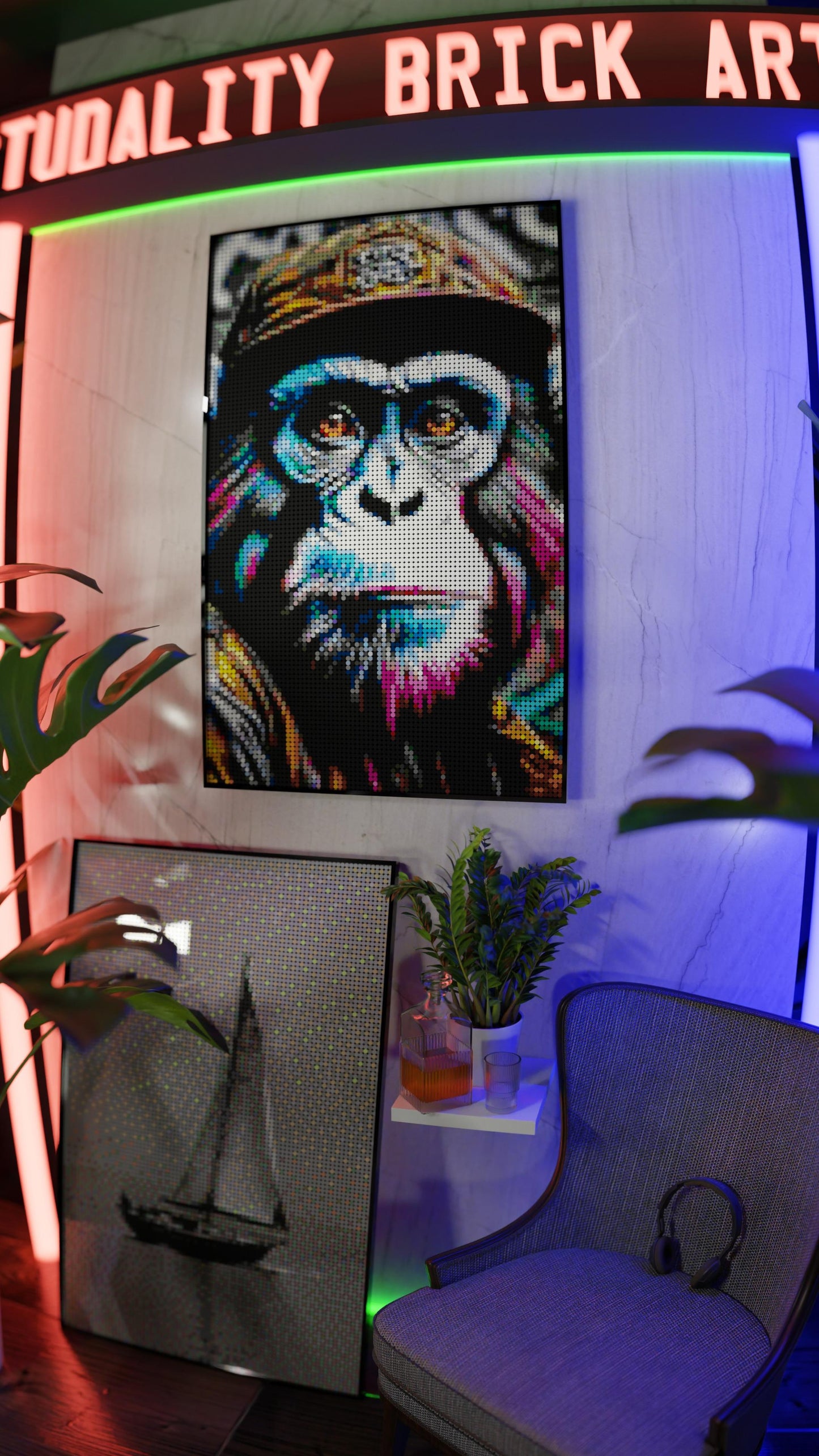 Ape Hop Movement LEGO® Style mosaic pixel art design for display