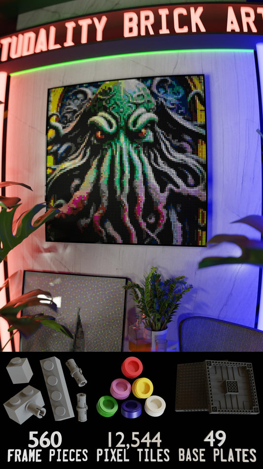 Arrival of Cthulhu  LEGO® Style mosaic kit with clear building instructions