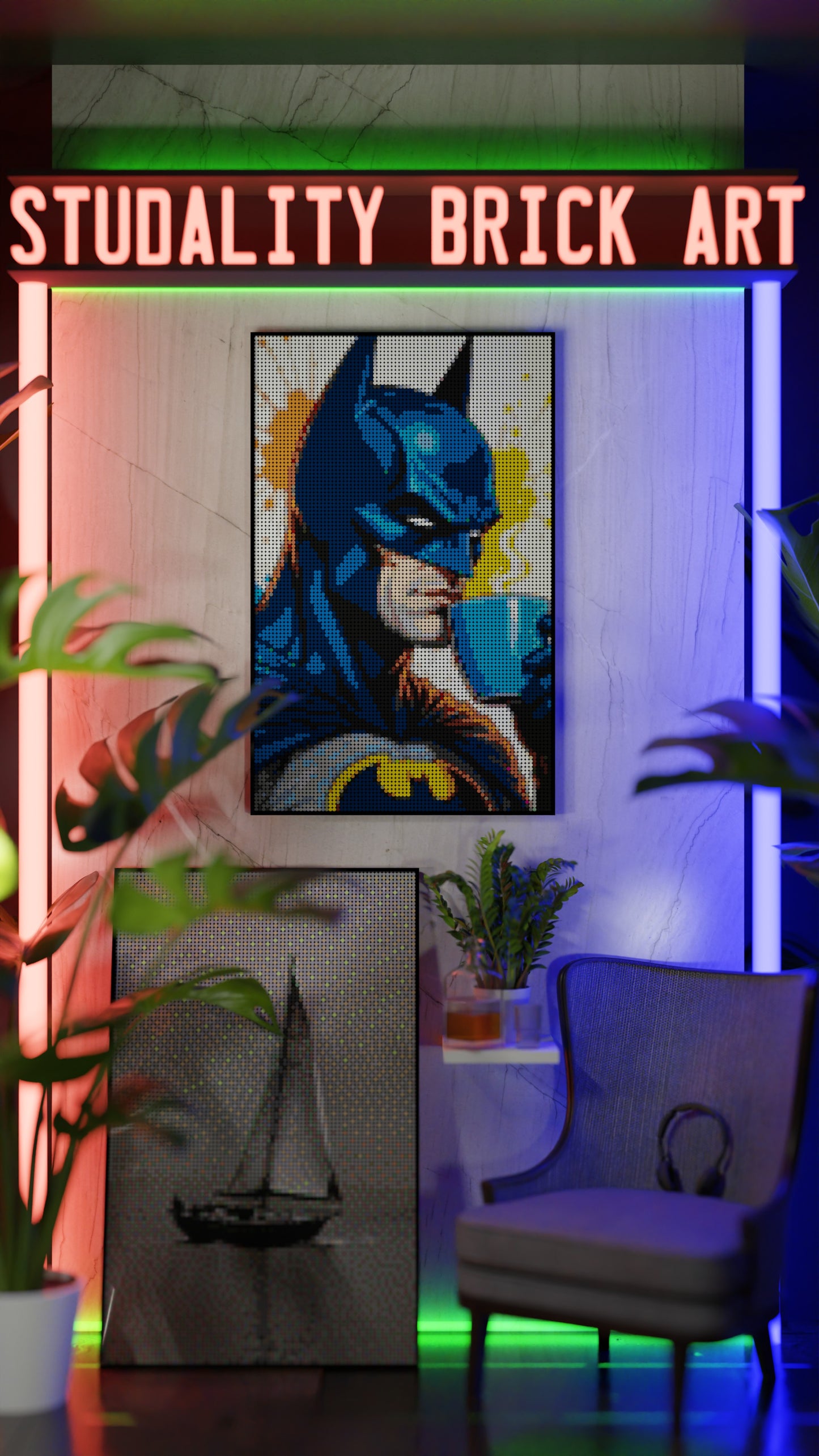 Batman LEGO® Style mosaic kit with clear building instructions
