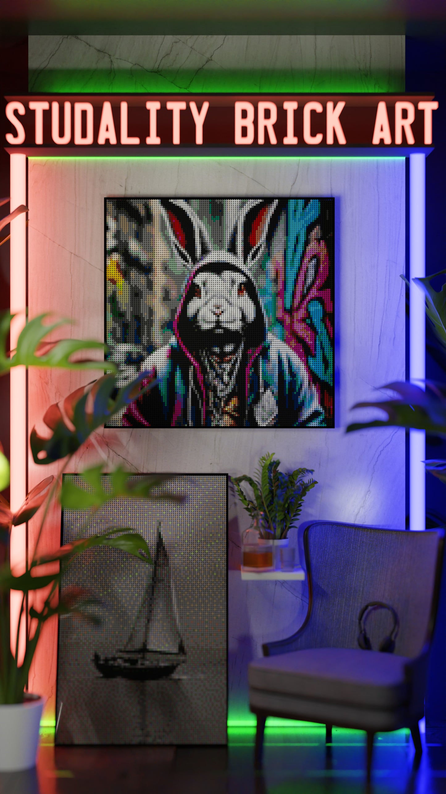 Thugsy Malone LEGO® Style mosaic pixel art design for display