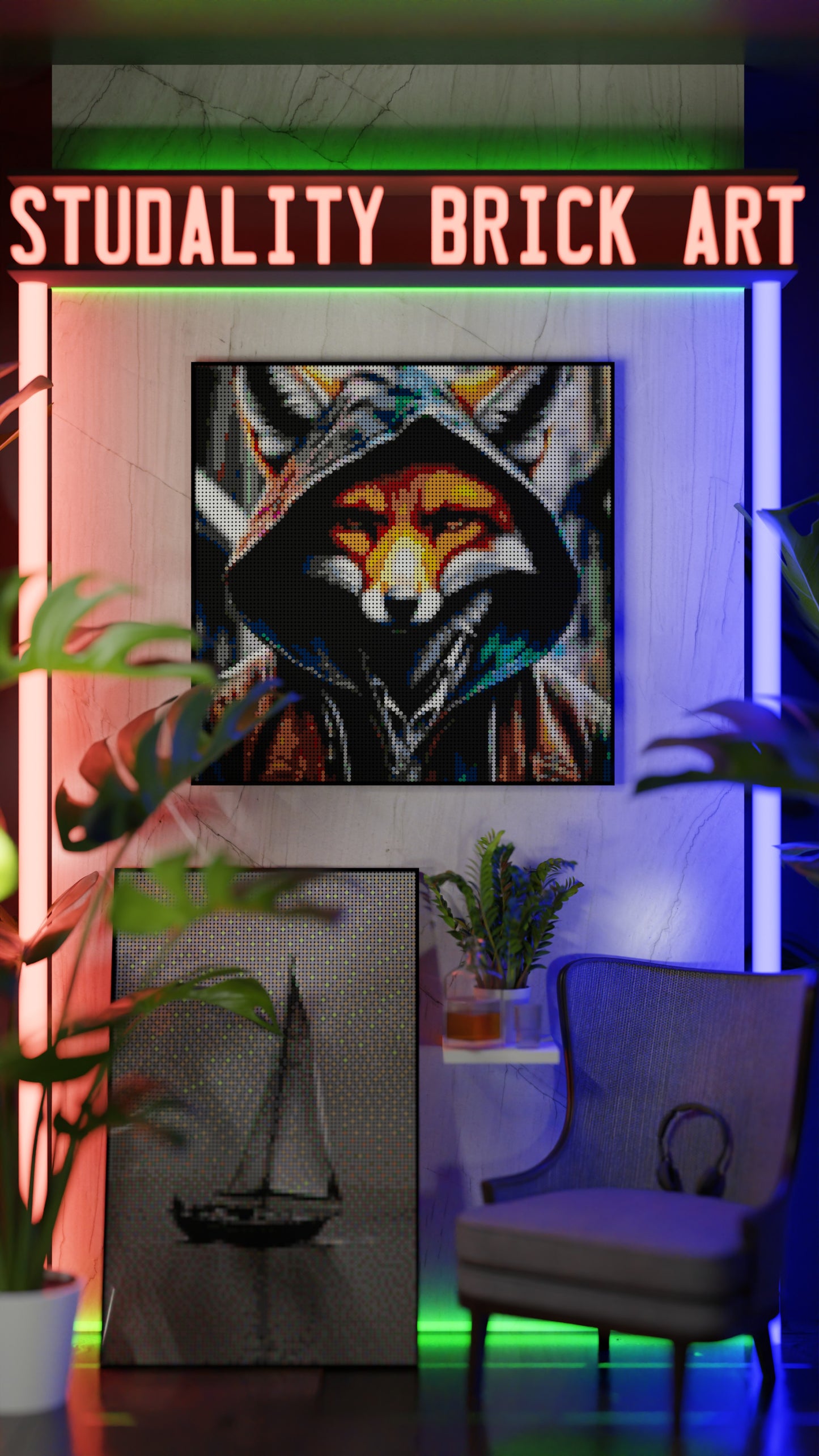 Fok-C LEGO® Style mosaic pixel art design for display