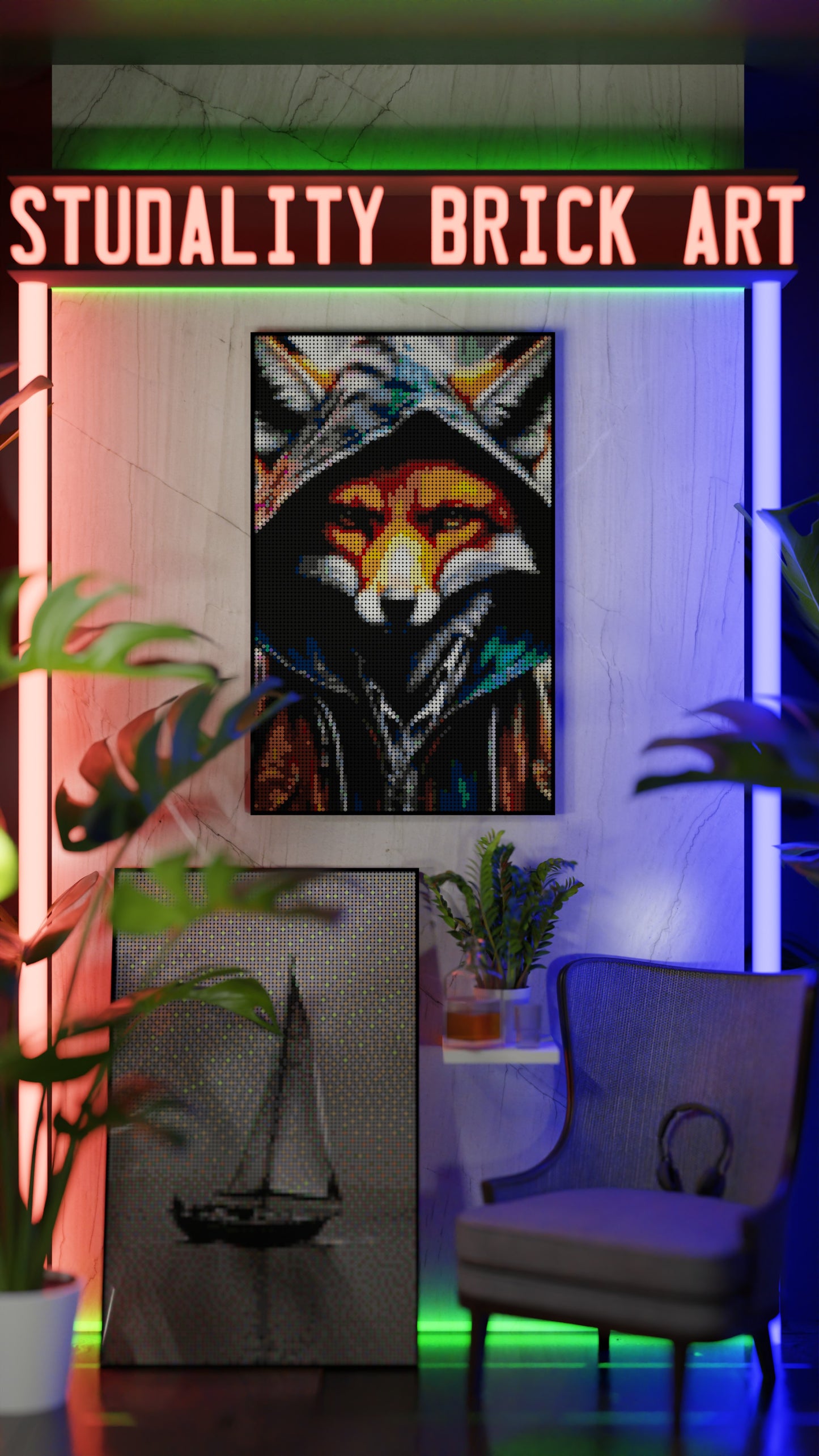 Fok-C LEGO® Style mosaic pixel art design for display