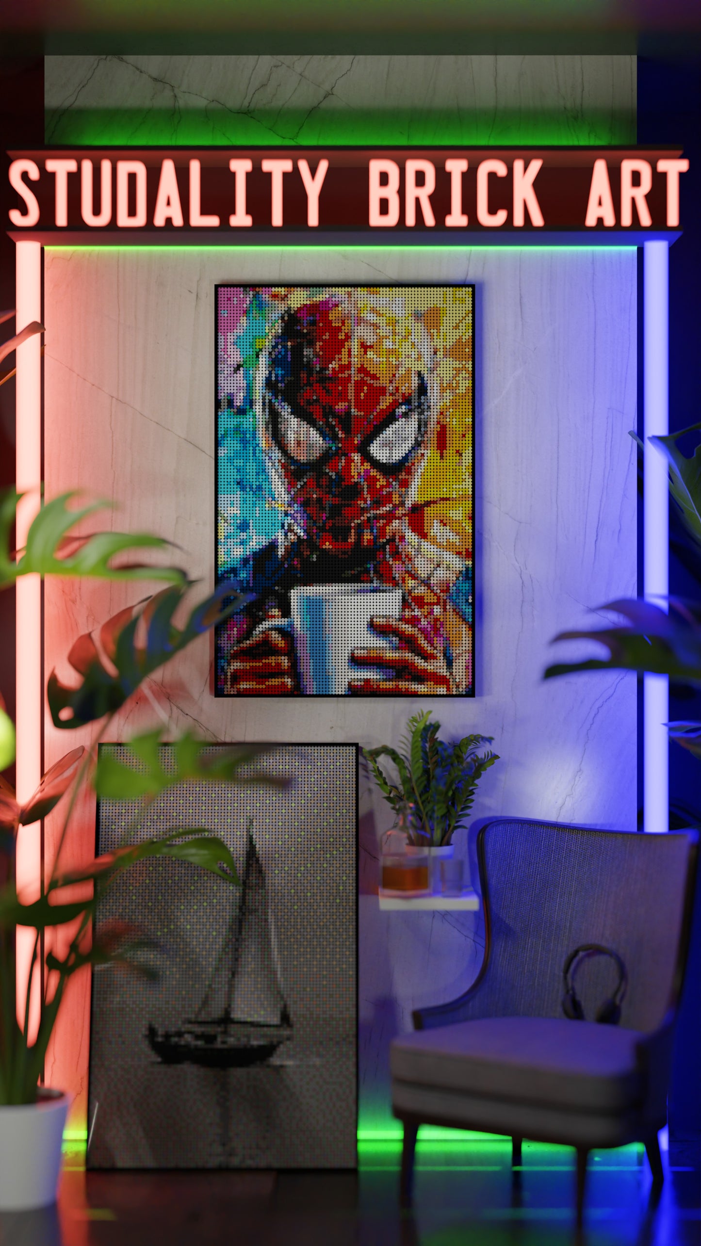 Spiderman LEGO® Style mosaic kit with clear building instructions