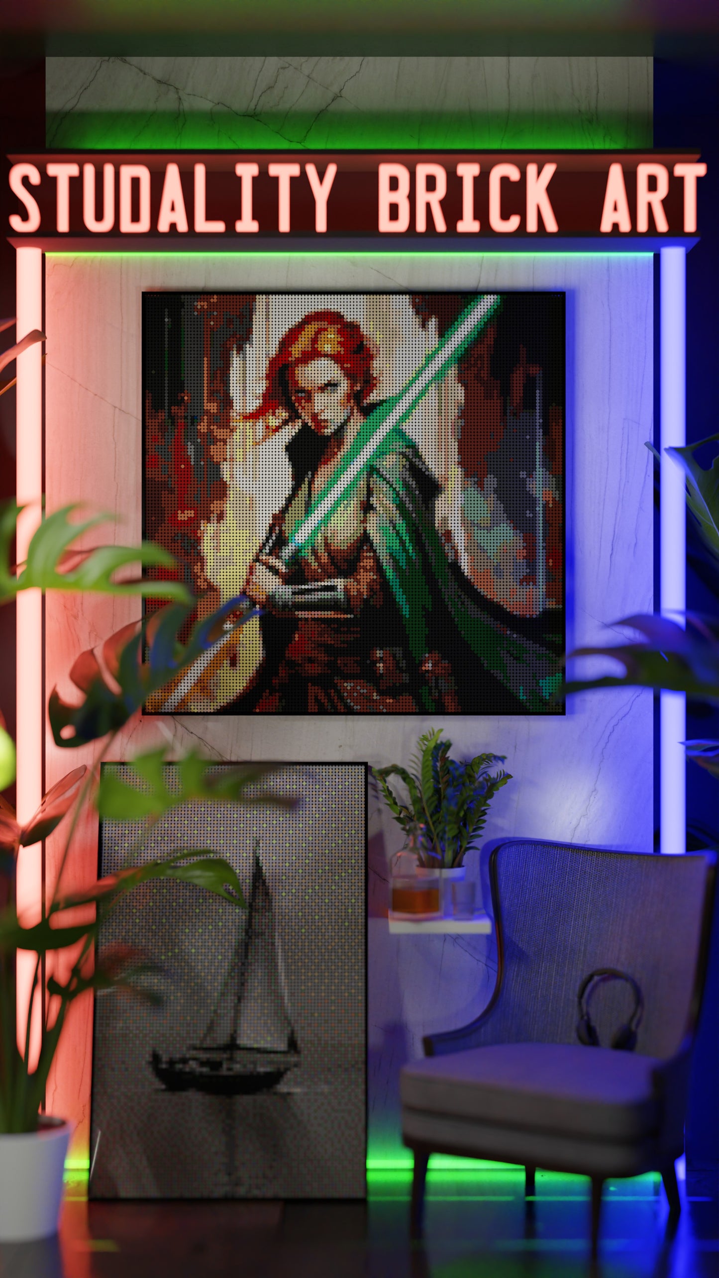 Star of the Warborn  LEGO® Style mosaic pixel art design for display