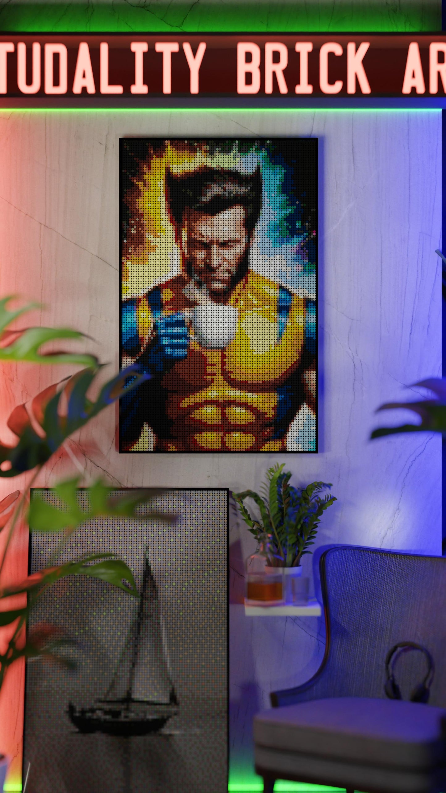 Wolverine LEGO® Style mosaic pixel art design for display